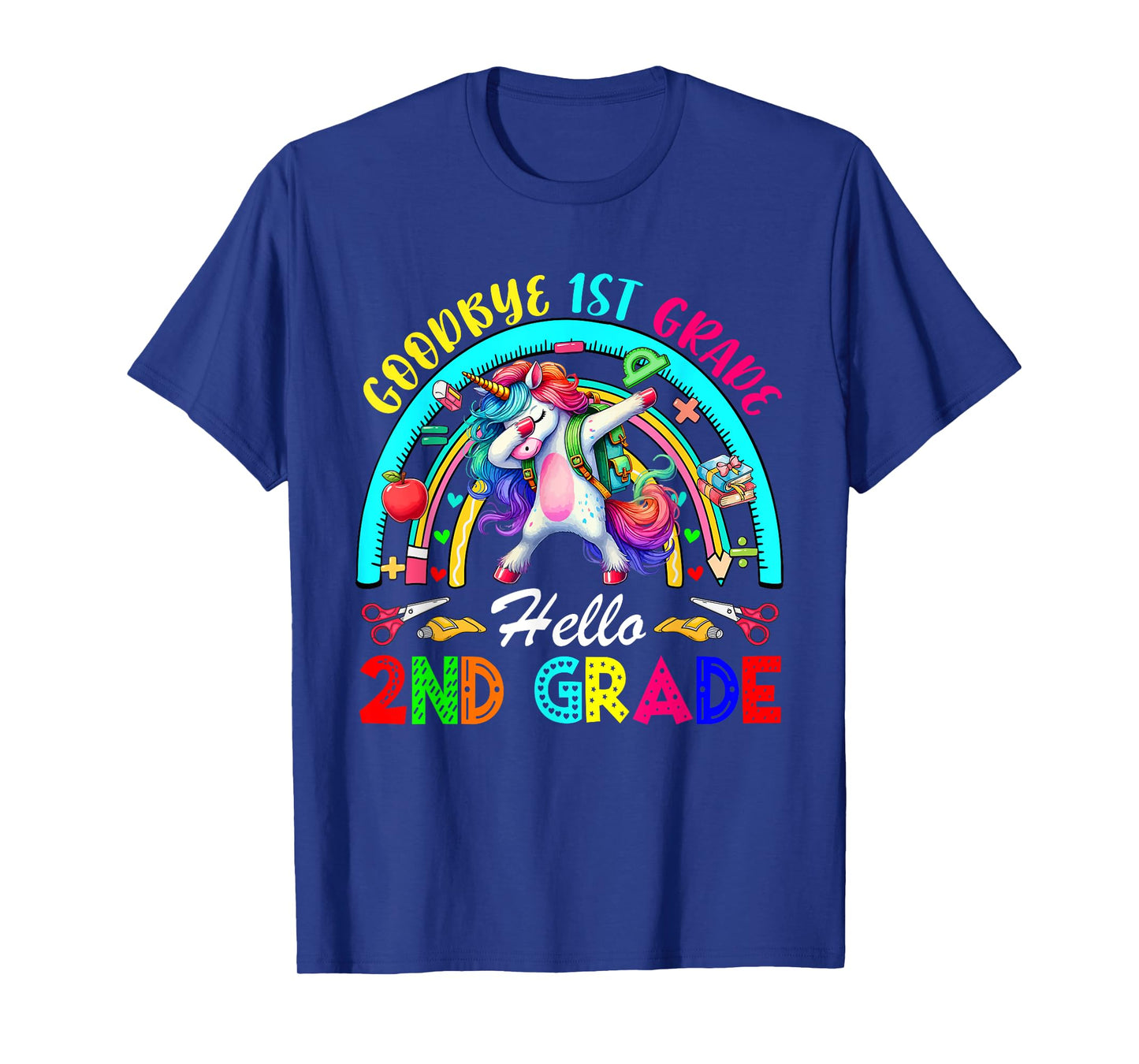 Goodbye 1st Grade Hello 2nd Grade Dabbing Unicorn Rainbow T-Shirt
