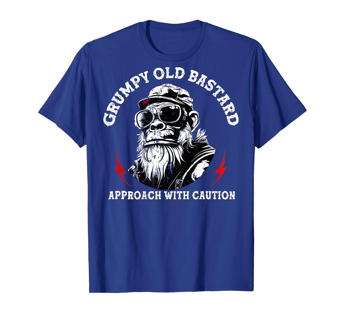 Grumpy Old Bastard Approach With Caution Monkey (On Back) T-Shirt