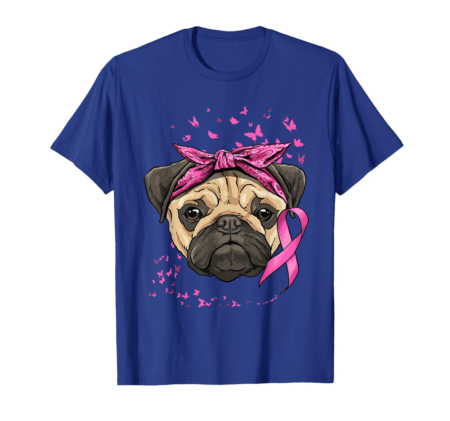 Breast Cancer Awareness Pug Dog Pink Ribbon Cancer Survivor T-Shirt