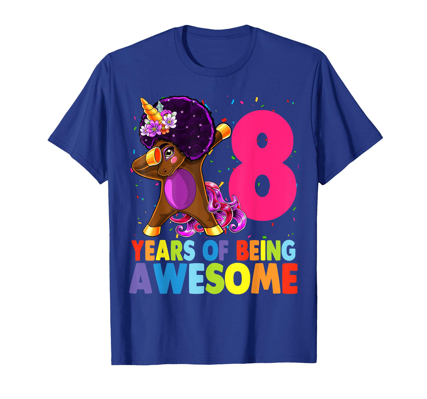 8th Birthday Dabbing Unicorn Afro Party Gift 8 Years Old T-Shirt