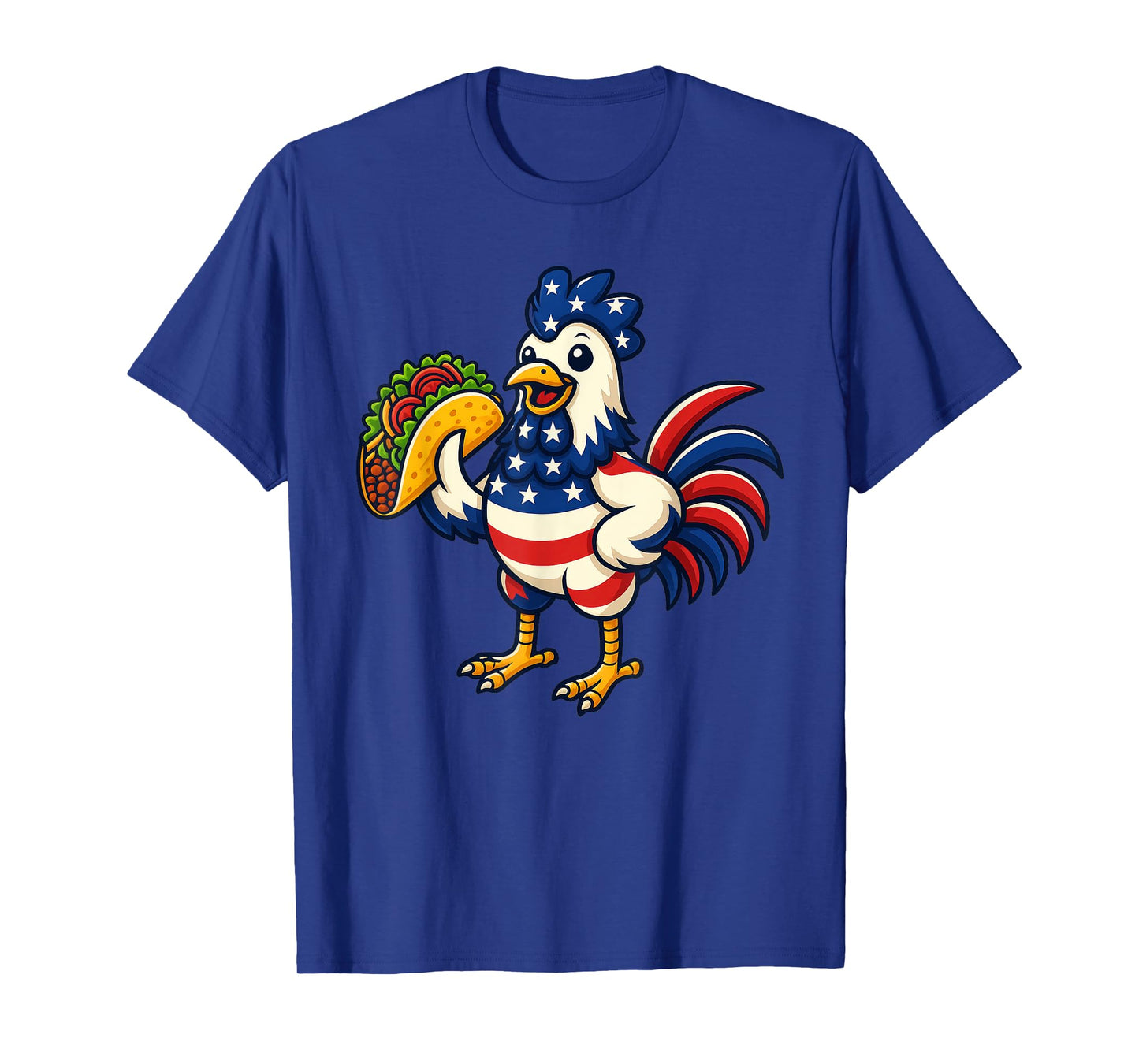 Chicken Eating Taco American Flag 4th Of July T-Shirt