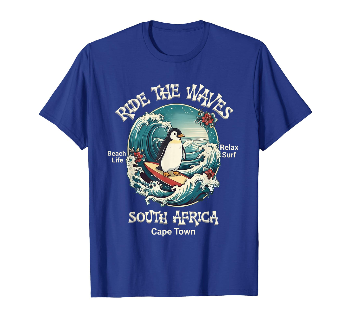 Penguin Surfing Waves South Africa Cape Cod Surfs Up Fun T-Shirt
