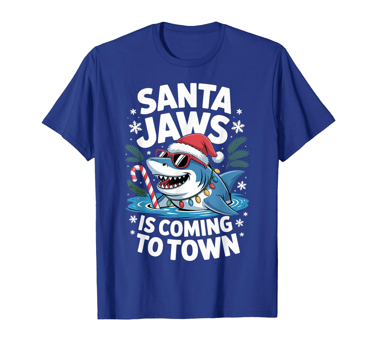 Santa Jaws Sharkmas Xmas Shark Christmas In July T-Shirt