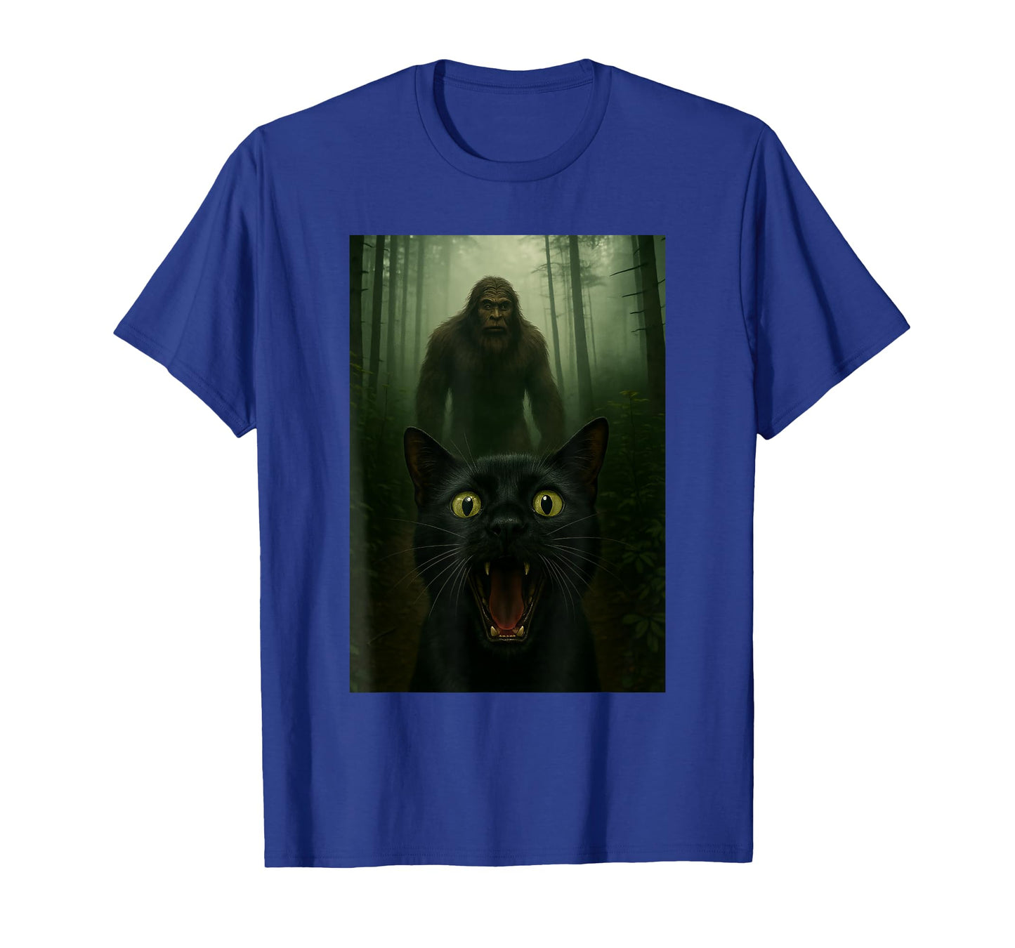 Black Cat Selfie With Bigfoot Funny Sasquatch T-Shirt