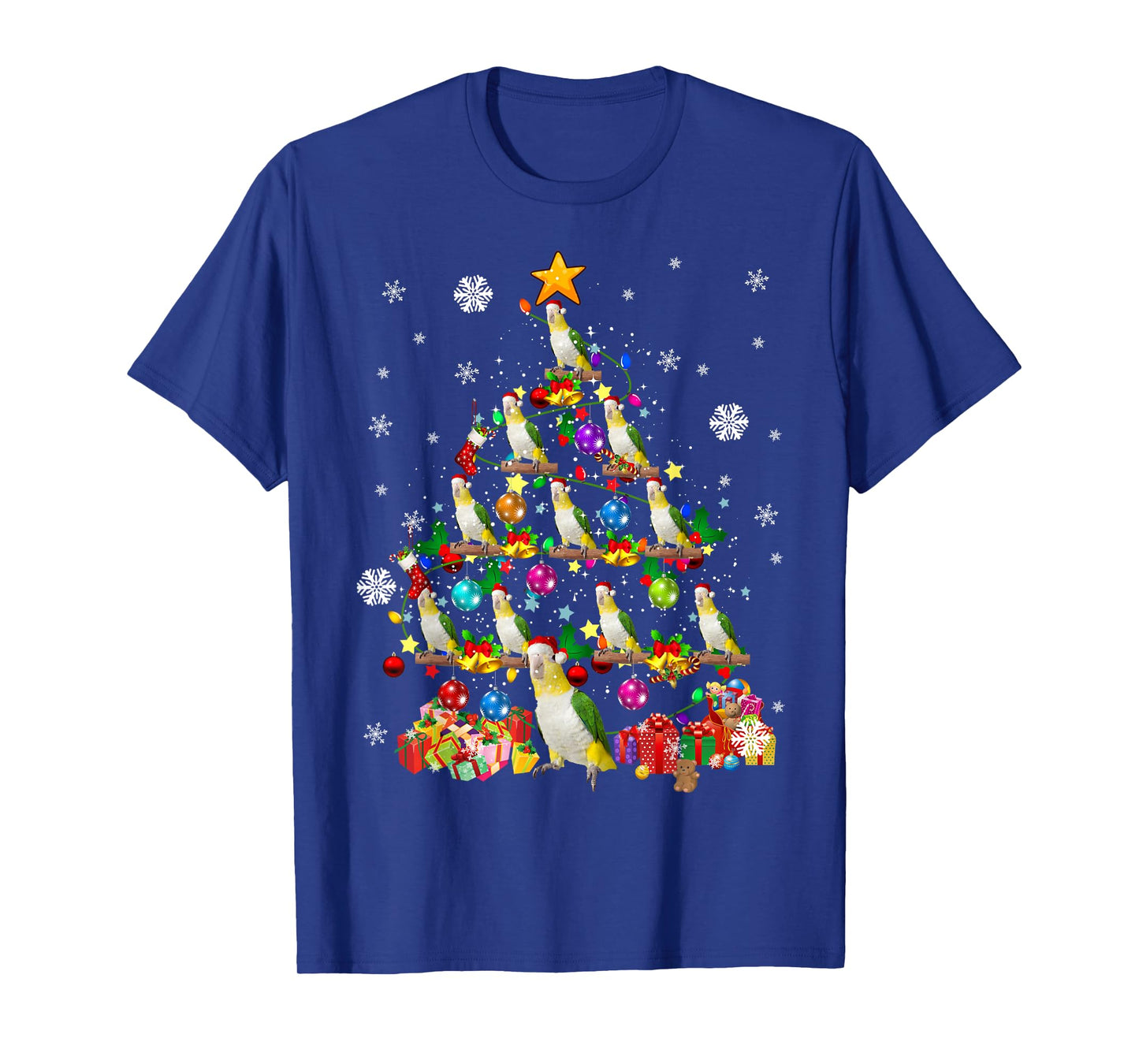 Santa Caique Birds Christmas Tree Lights Santa Parrots Birds T-Shirt