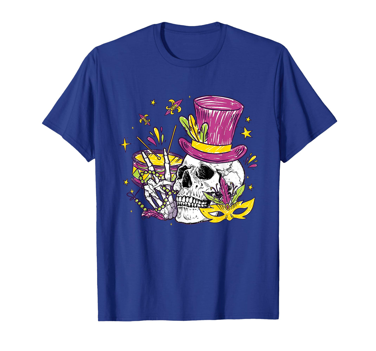 Funny Sugar Skull Mardi Gras Party Apparel Men Women Kids T-Shirt