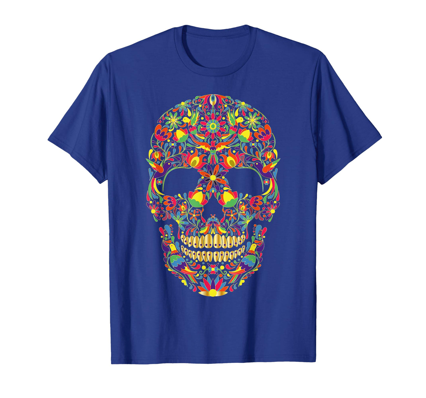 Colorful sugar skulls with birds | Dia De Los Muertos T-Shirt