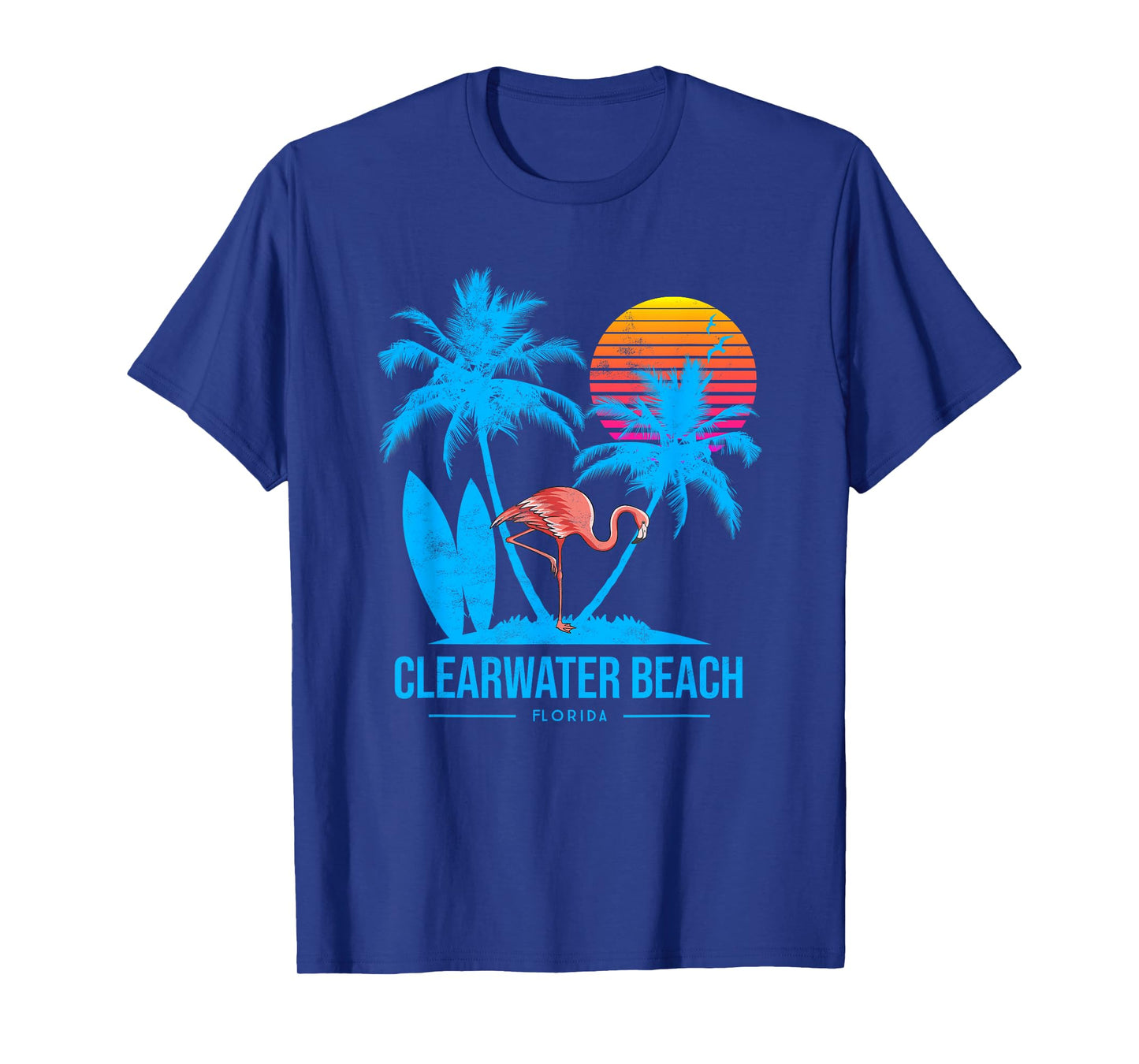 Clearwater beach. Flamingo and palm trees tropical sunset T-Shirt