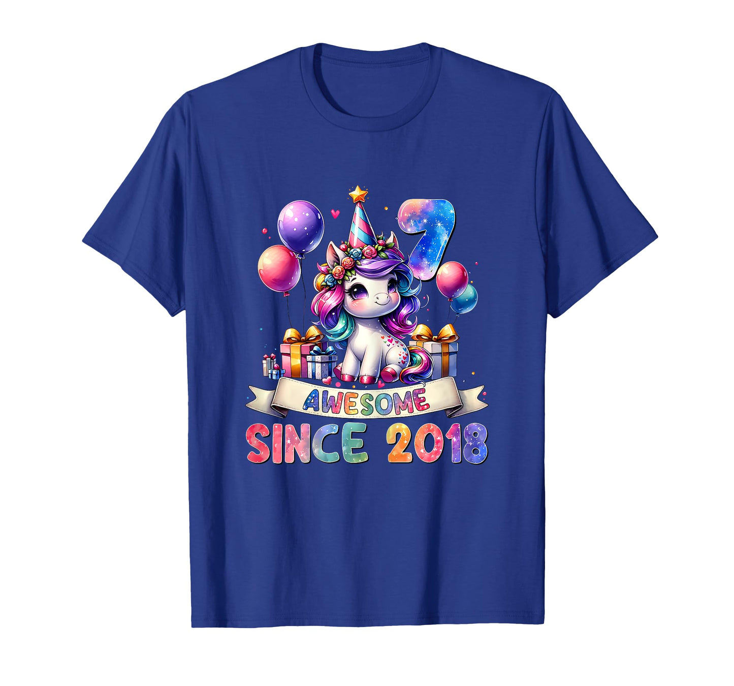 7 Year Old Unicorn Gifts For Girls 7th Birthday Girl Party T-Shirt