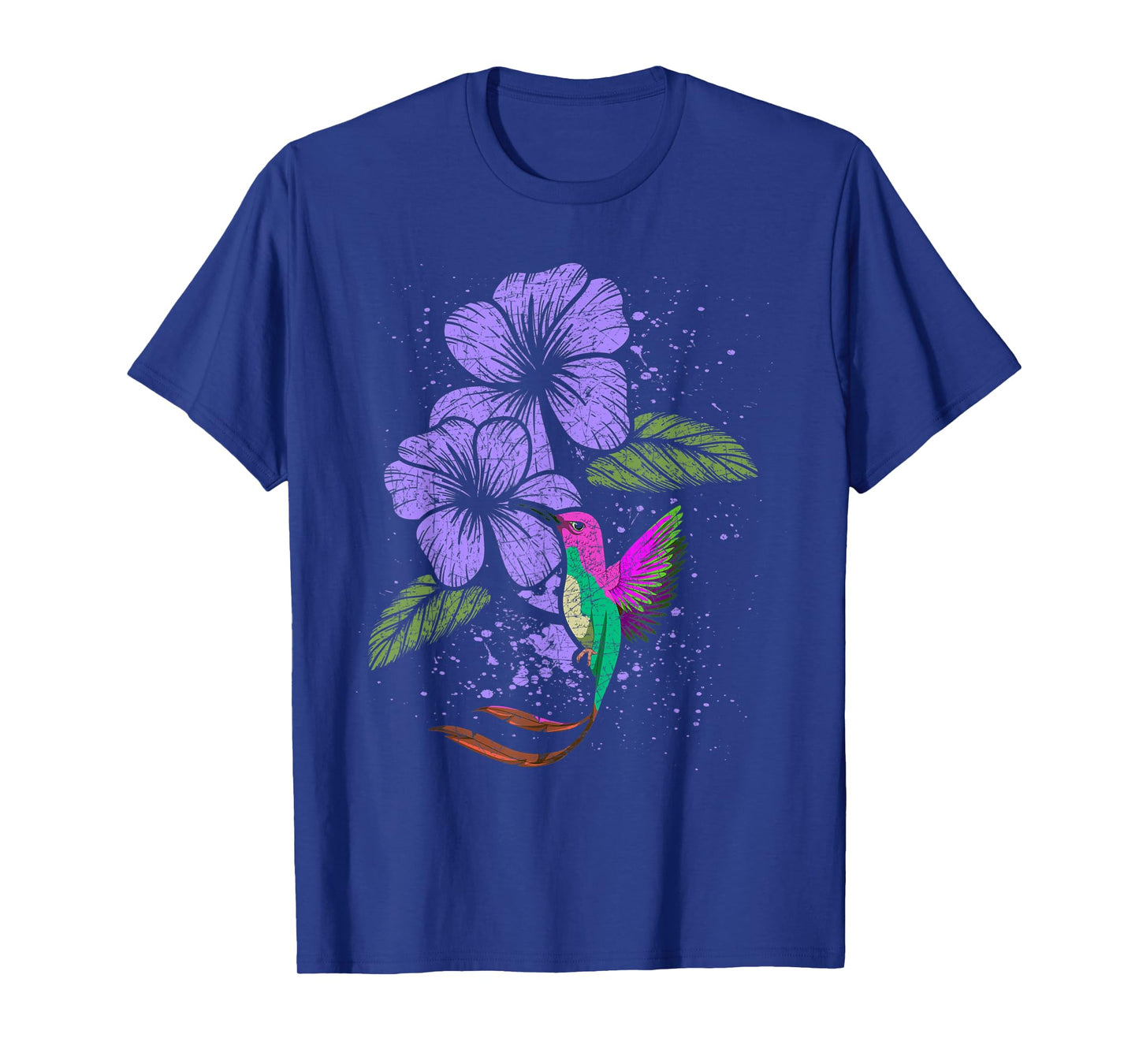 Flowers Animal Pretty Bird Lover Vintage Floral Hummingbird T-Shirt