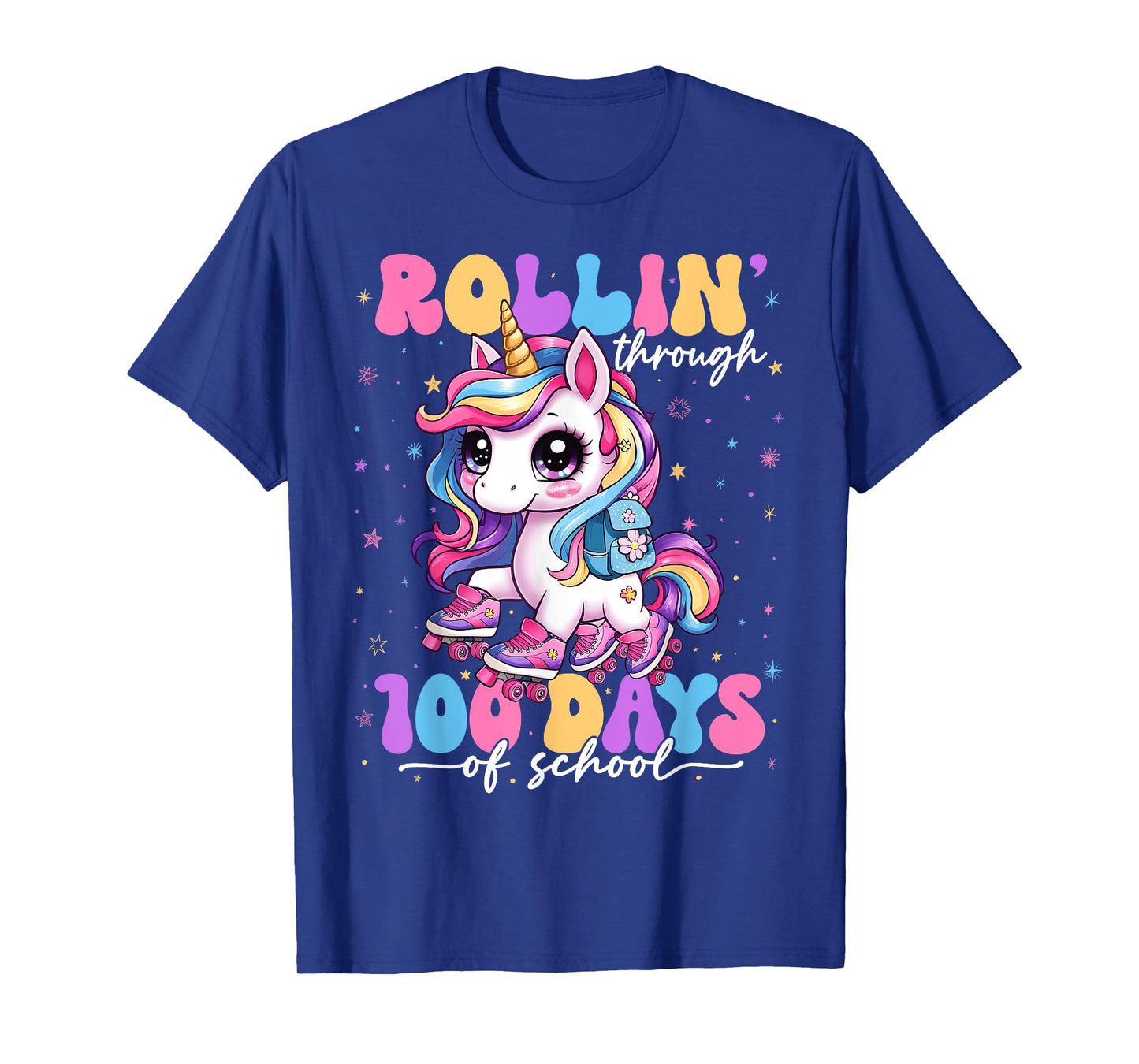 Rollin' Through 100 Days Of School 100th Day Unicorn Teacher T-Shirt