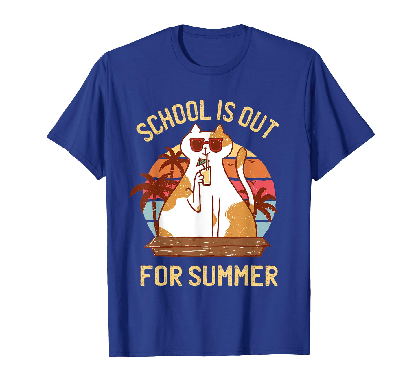 Last Day of School Shirt for Teachers - Retro Summer Cat T-Shirt