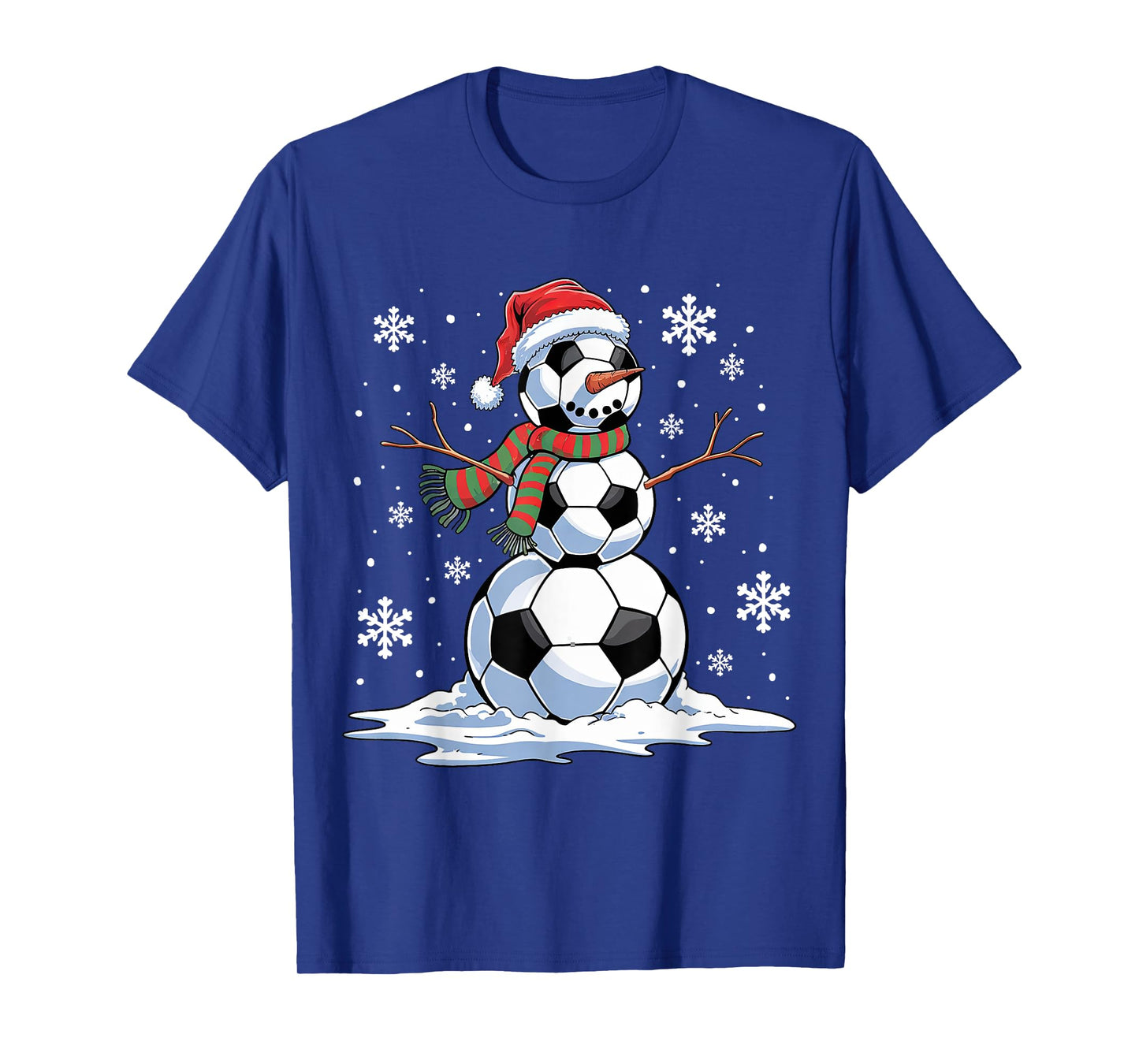 Soccer Snowman Soccer Player Santa Hat Christmas Funny T-Shirt