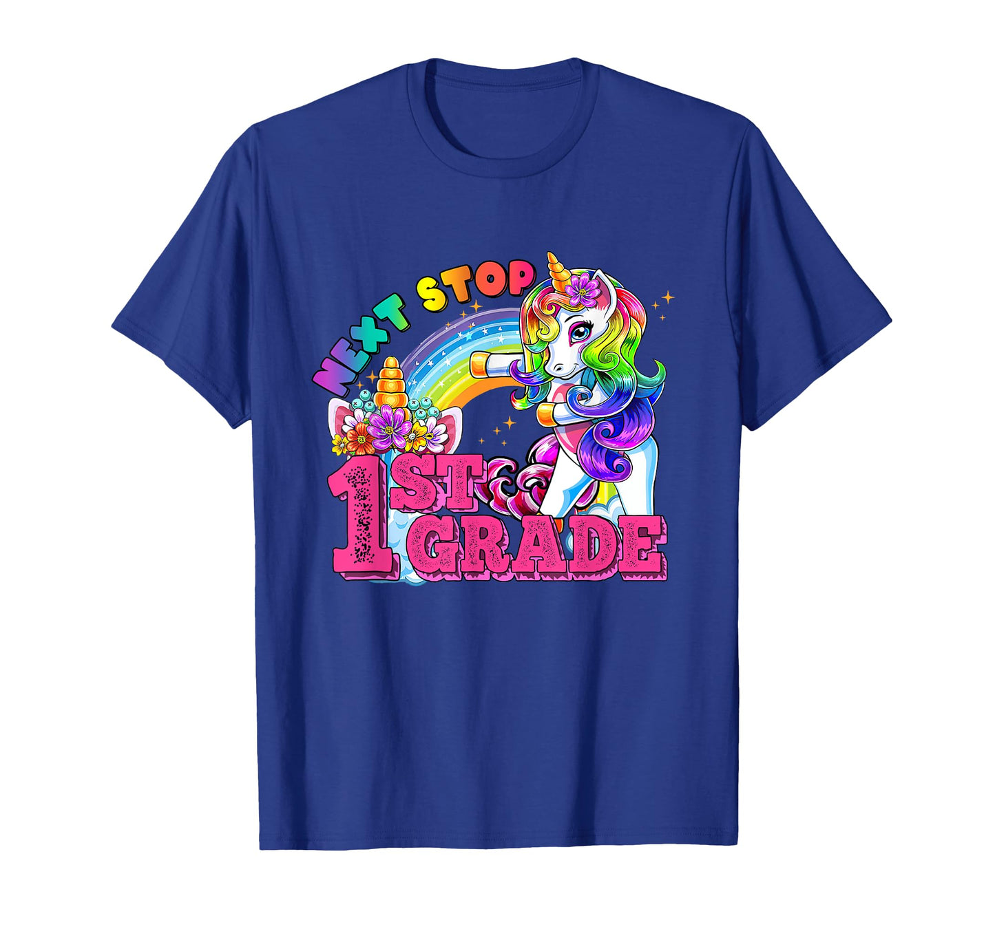 Next stop 1st grade First Grade Here I come Flossing Unicorn T-Shirt