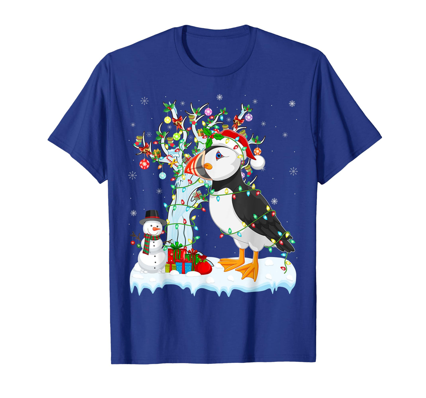 Puffin Bird Xmas Element Tree Lighting Puffin Christmas T-Shirt