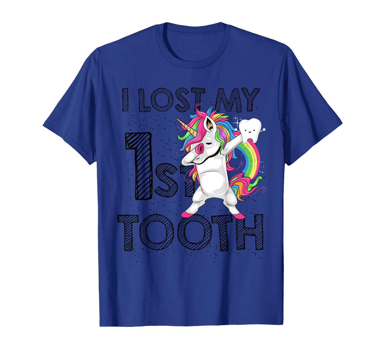 I Lost My First Tooth Baby Teeth Out Fairy Unicorn Dabbing T-Shirt