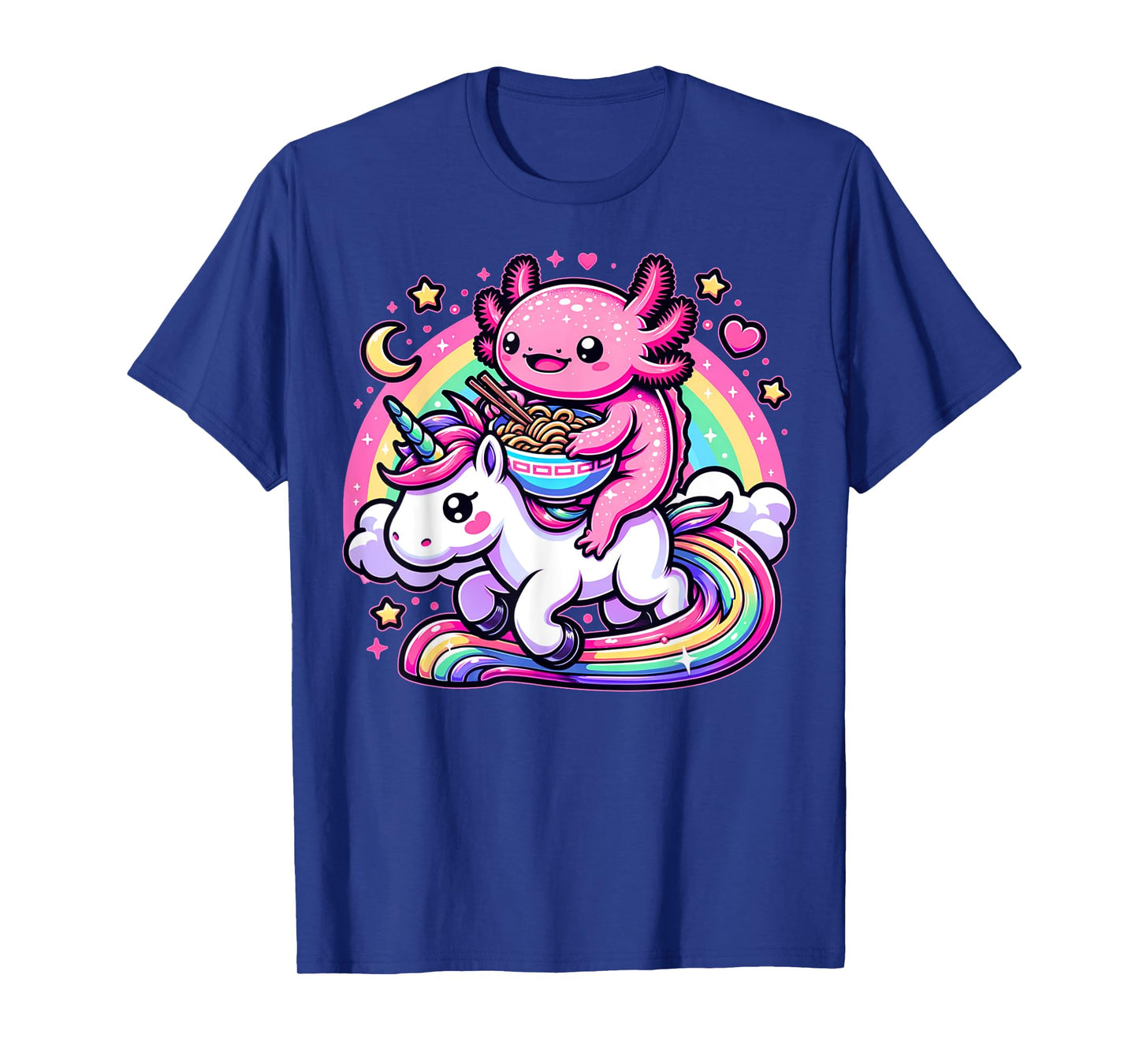 Anime Kawaii Axolotl Eating Ramen Noodles Kids Teen Girl Boy T-Shirt
