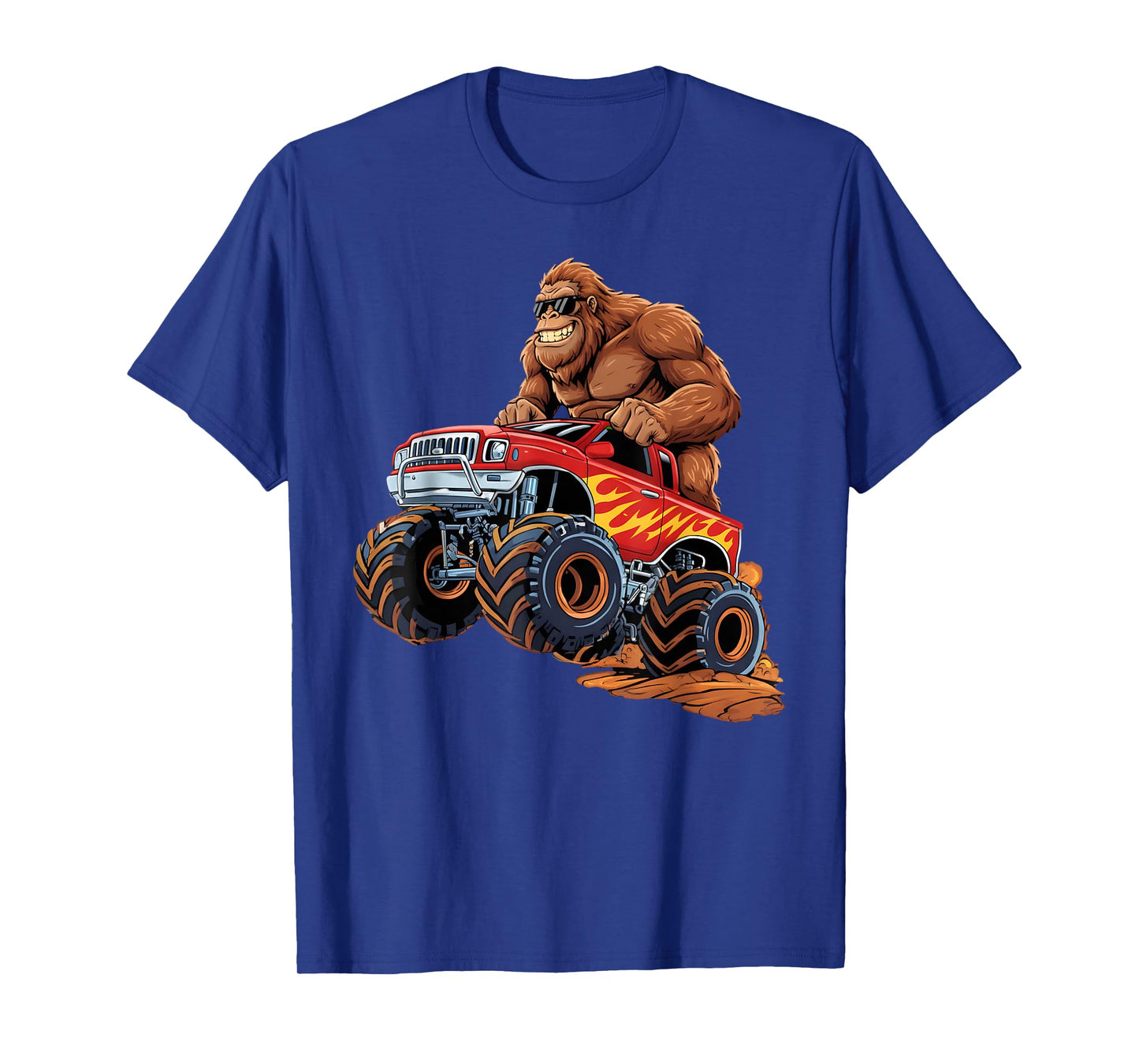 Funny Bigfoot Riding Monster Truck Sasquatch Graphic T-Shirt