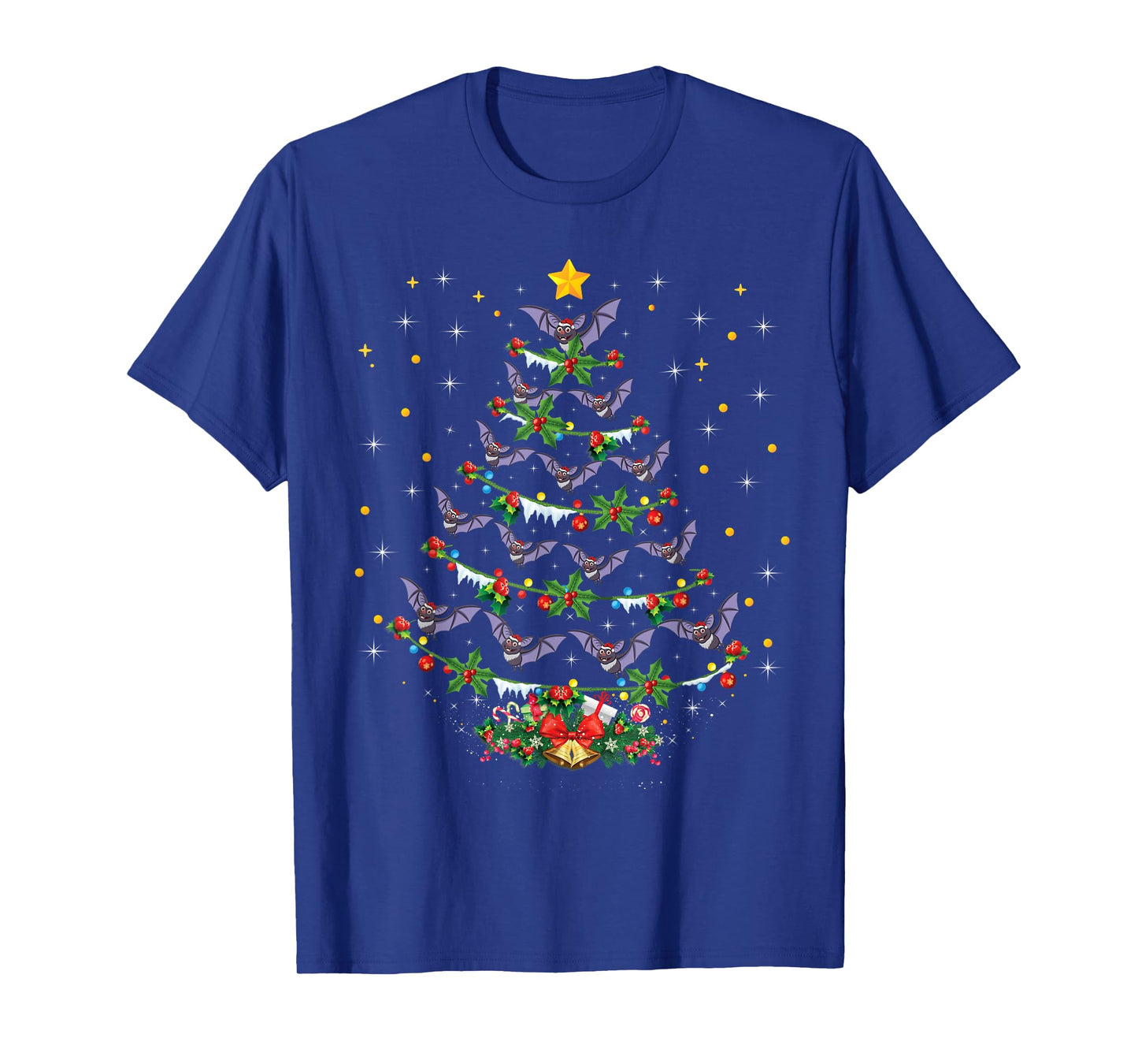 Funny Santa Bat Bird Xmas Gift Bat Christmas Tree T-Shirt