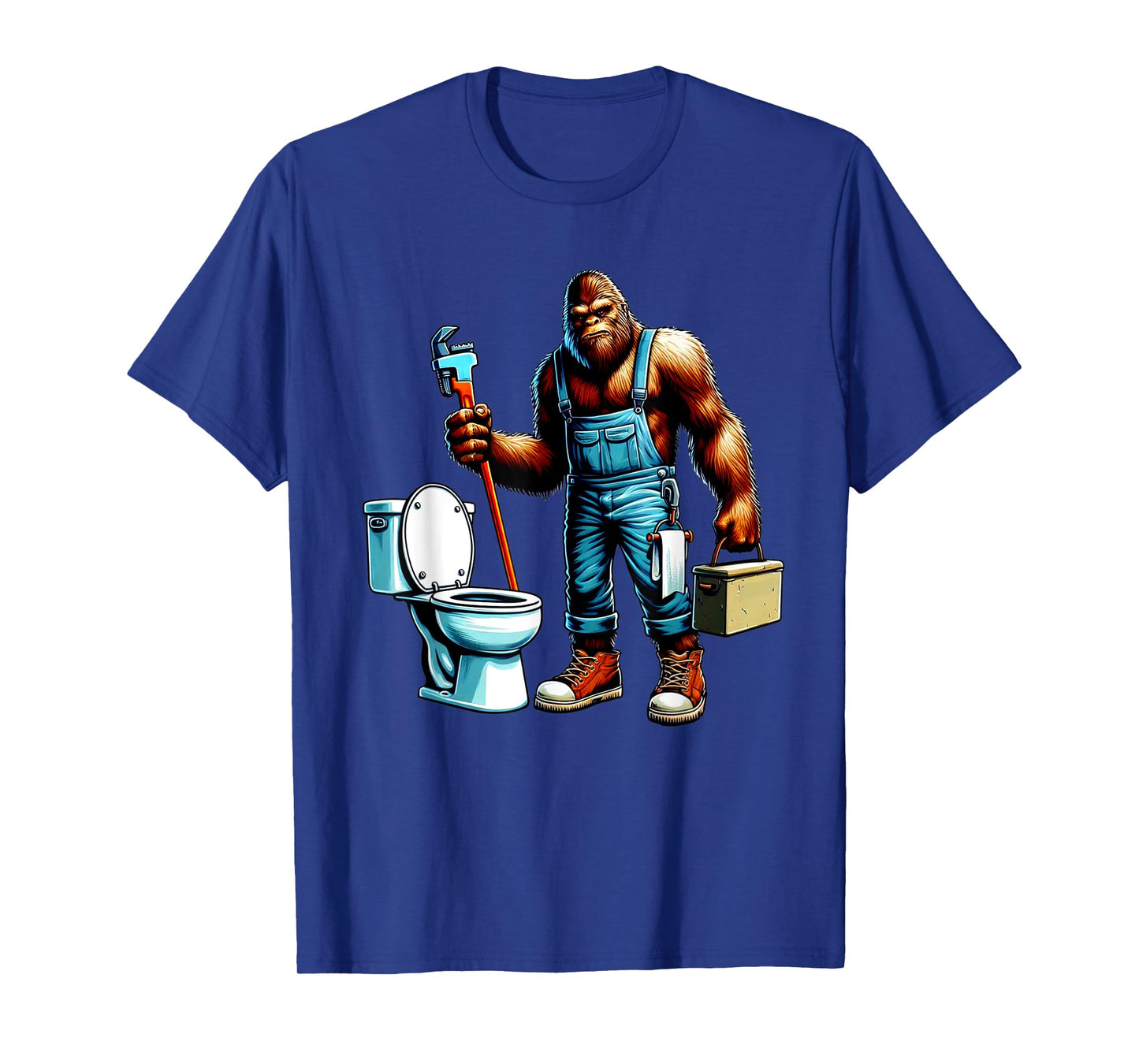 Bigfoot At Work Plumber Plumbing Worker Sasquatch Funny T-Shirt