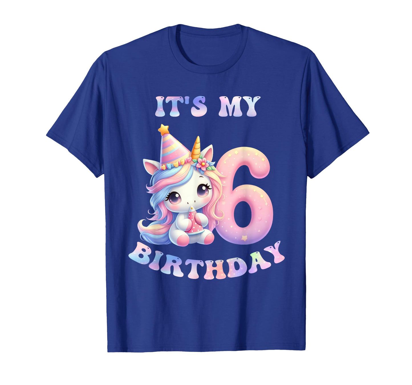 6 Year Old Unicorns Costume For 6th Birthday Girl Party T-Shirt