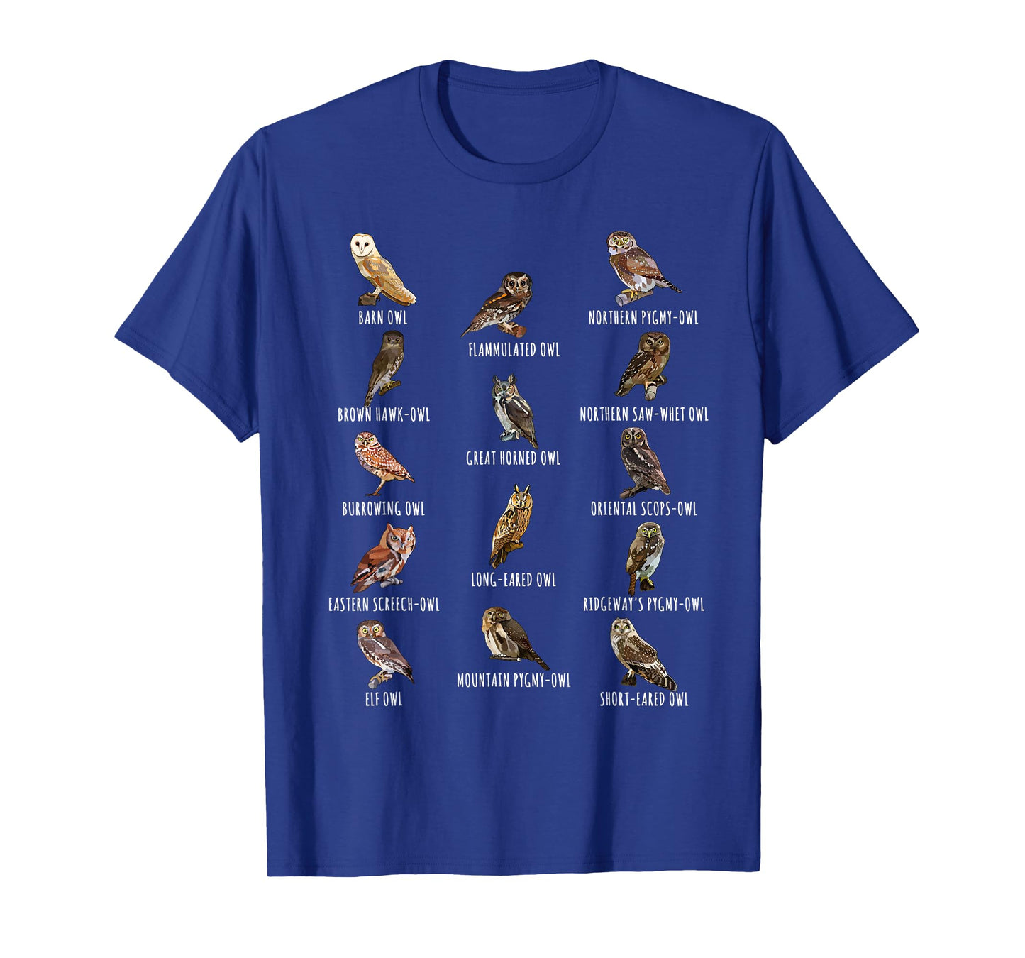 Different Owls Species Biology Types Of Owl Identification T-Shirt