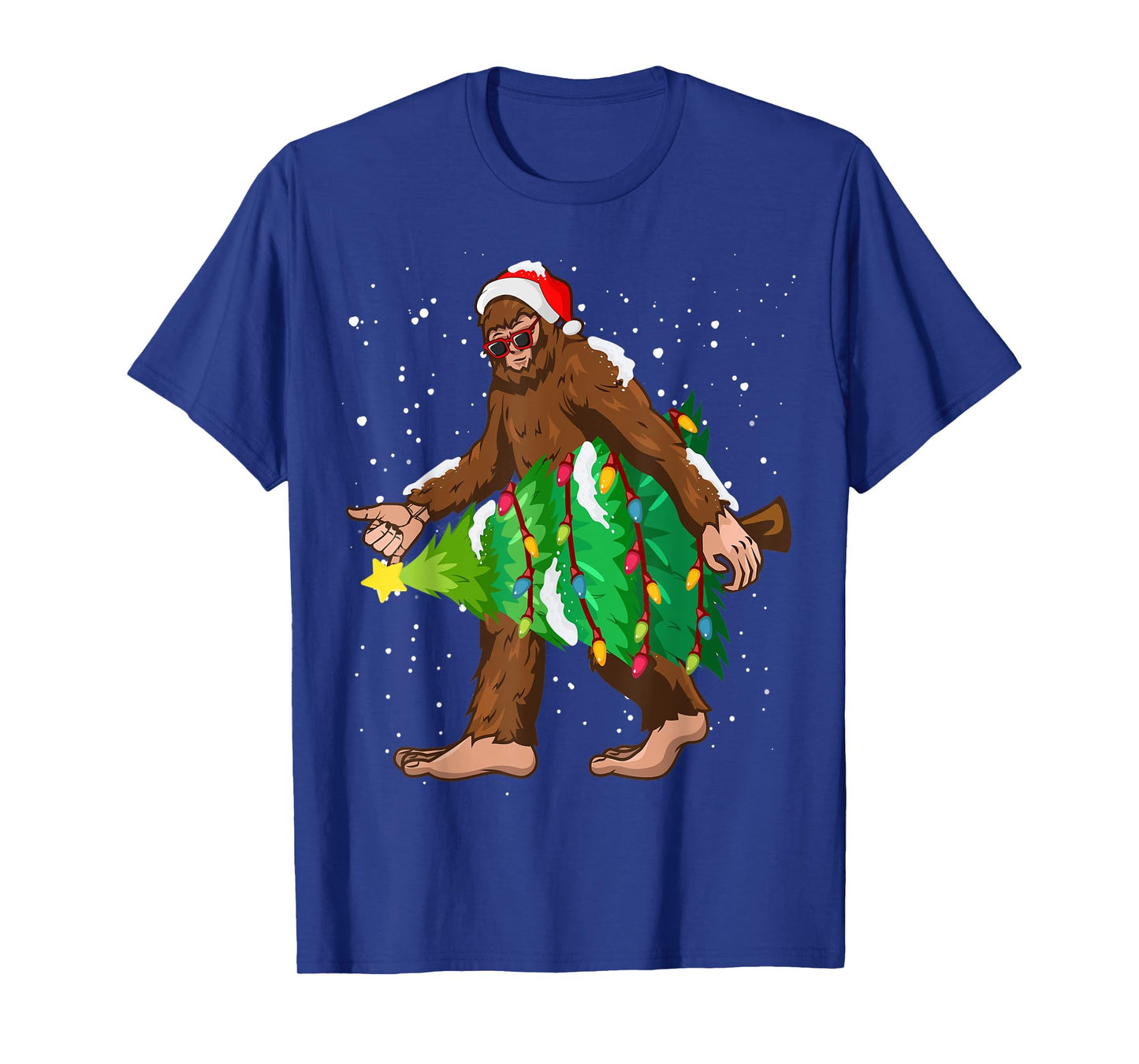 Bigfoot Christmas Santa Hat Xmas Tree Men Women Kids Pajama T-Shirt