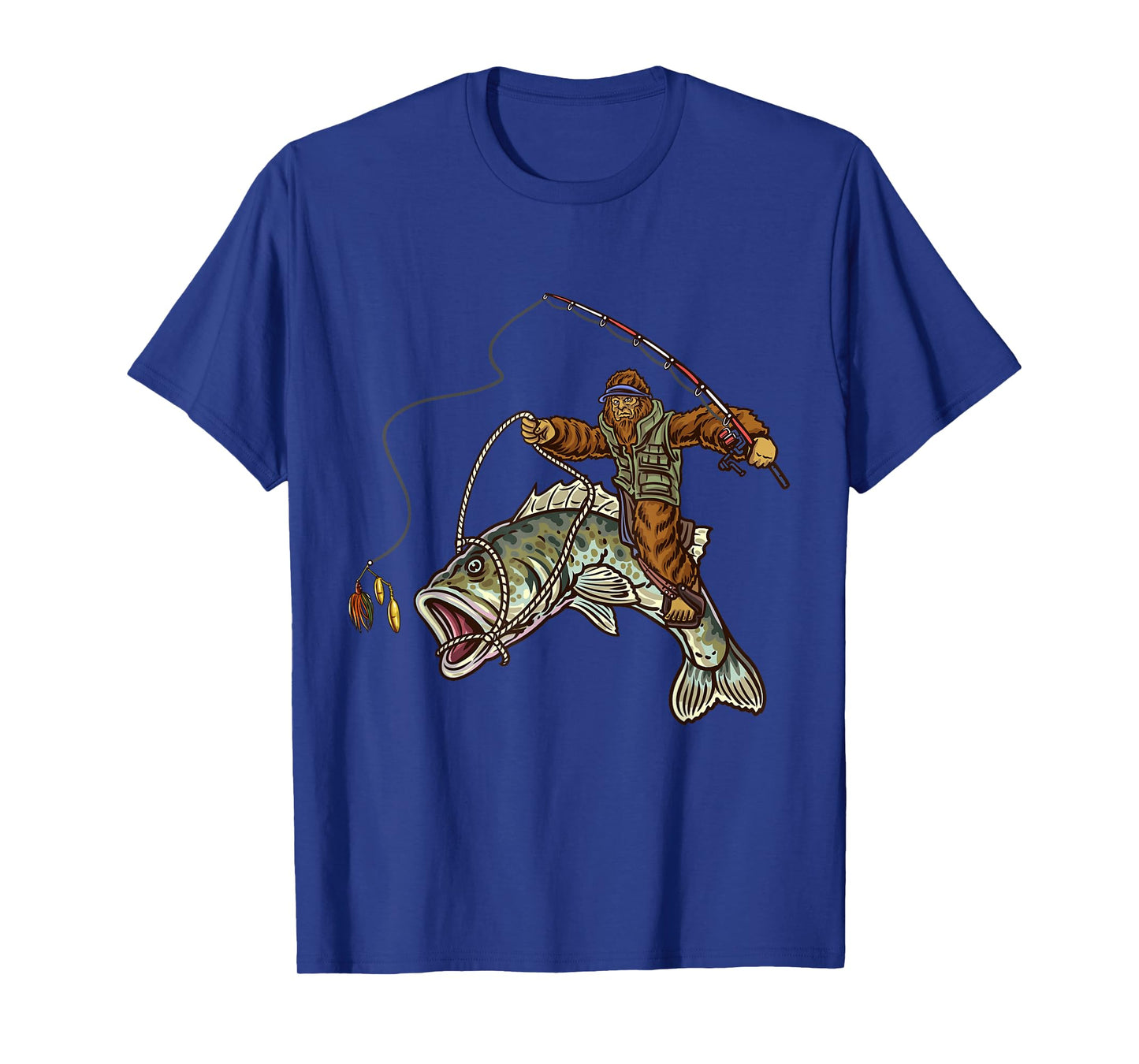 Largemouth Bass Fishing Bigfoot Fisherman T-Shirt
