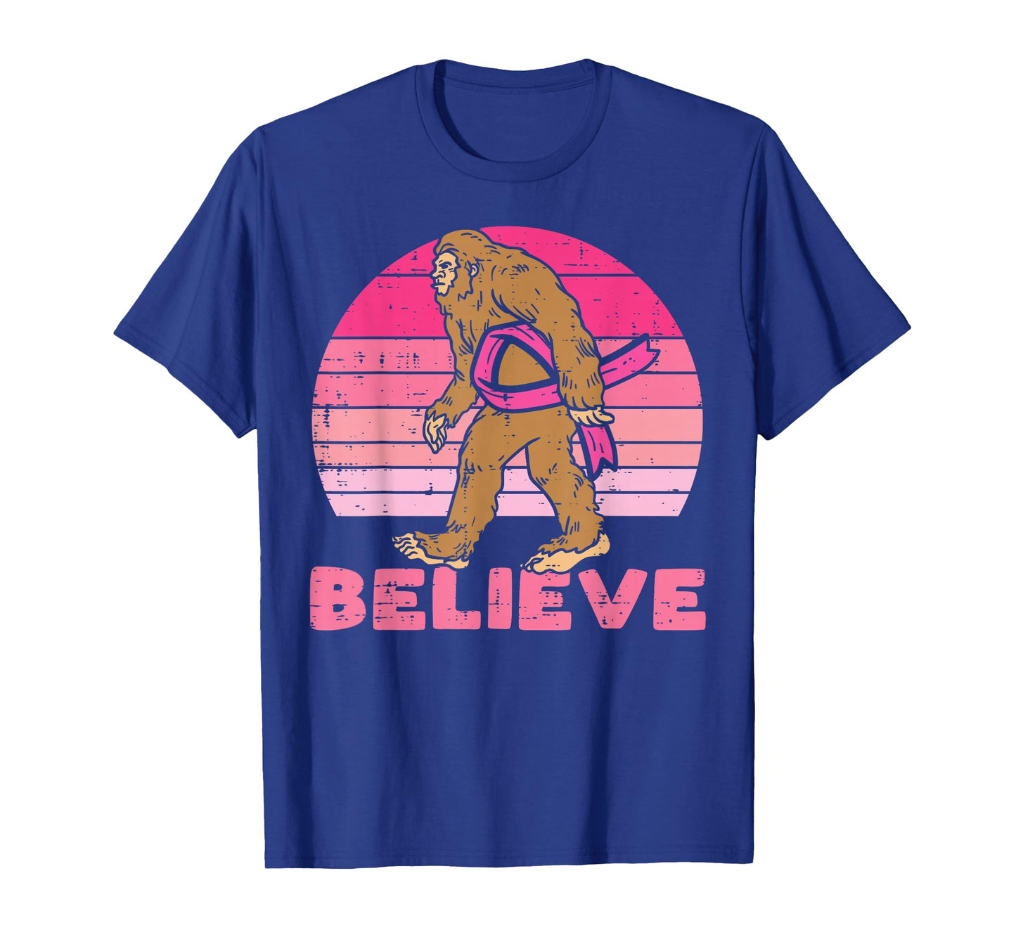 Bigfoot Sasquatch Ribbon Believe Breast Cancer Awareness T-Shirt
