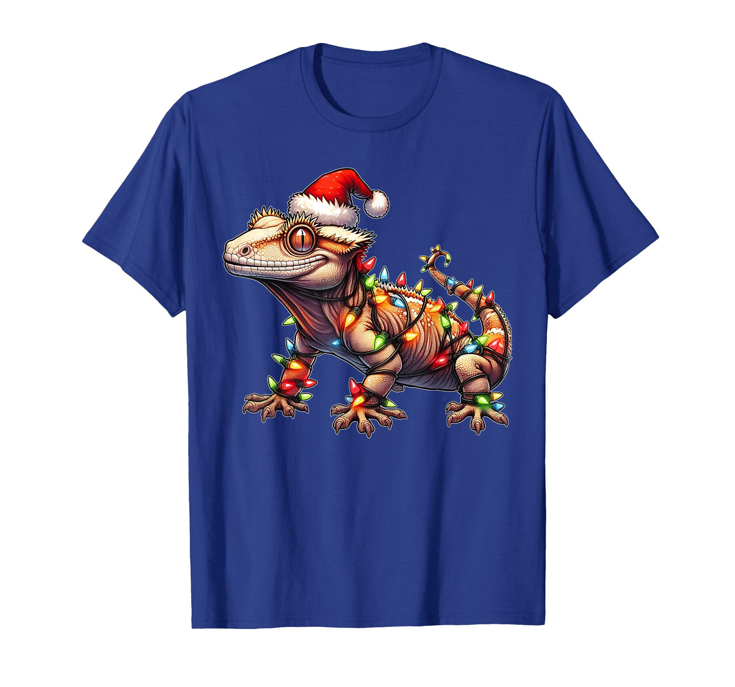 Crested Gecko Lizard Christmas Xmas T-Shirt - Unisex-Adult, Black, Small, Short Sleeve