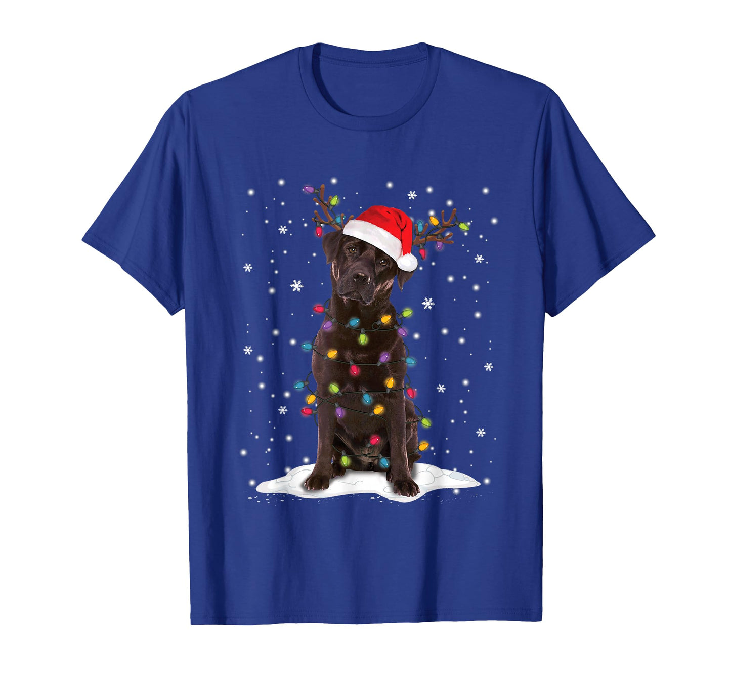 Chocolate Lab Labrador Christmas Tree Lights Pajama Dog Xmas T-Shirt