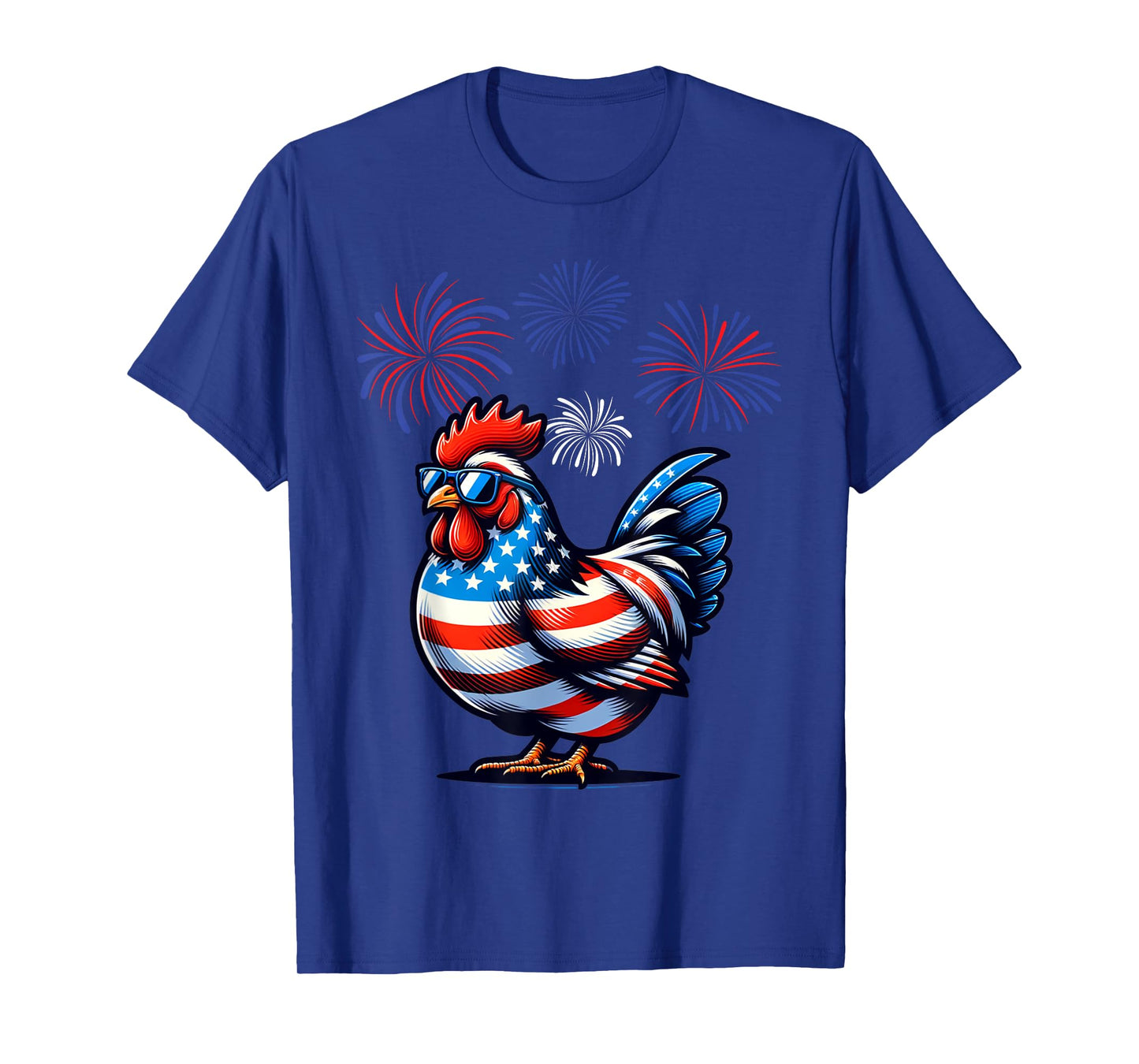 Red White Blue Chicken Farm Animal Patriotic 4th Of July T-Shirt