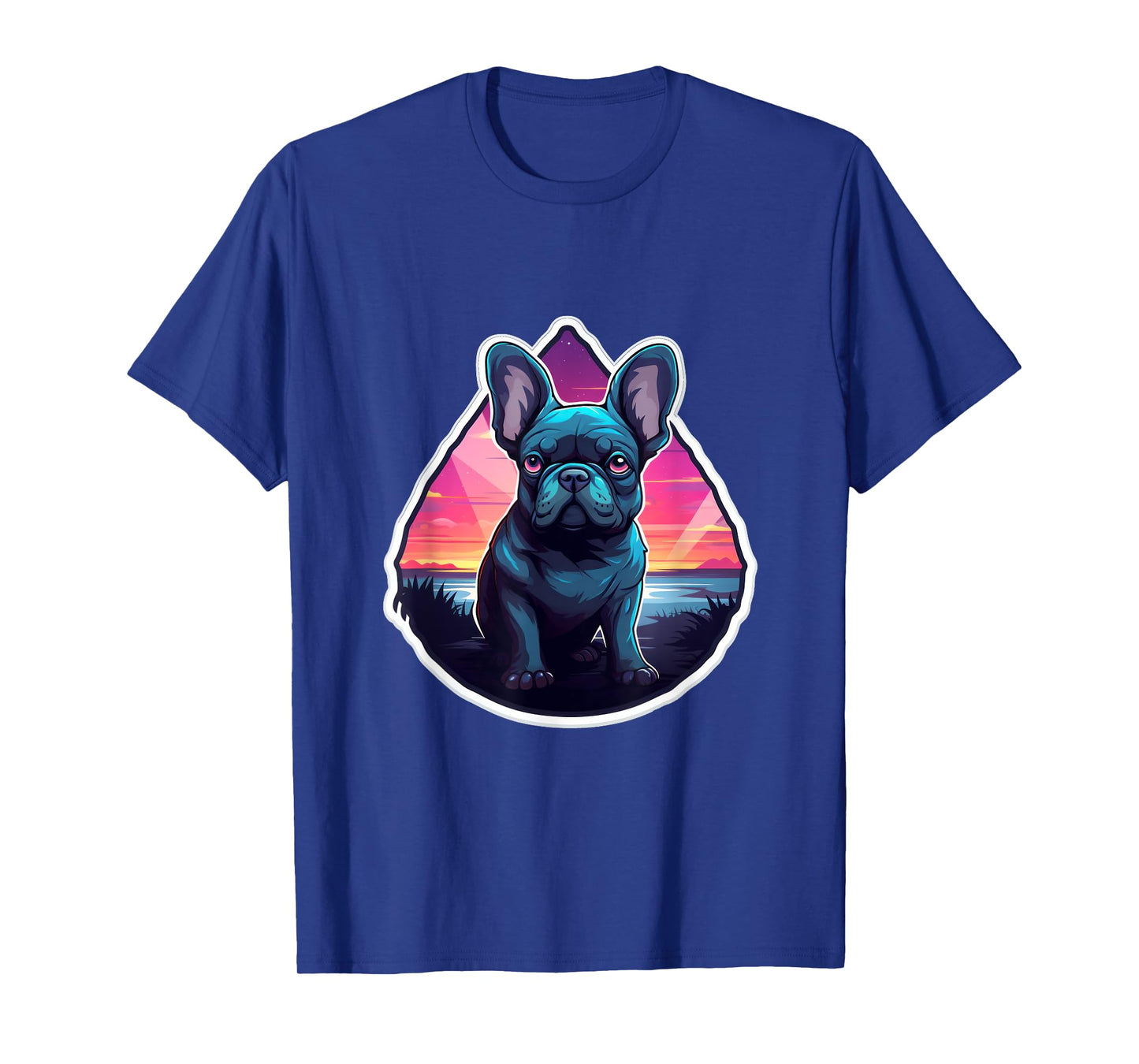 French Bulldog Tropical Summer Sunset 80's Retro Party Dog Men Women Kids T-Shirt
