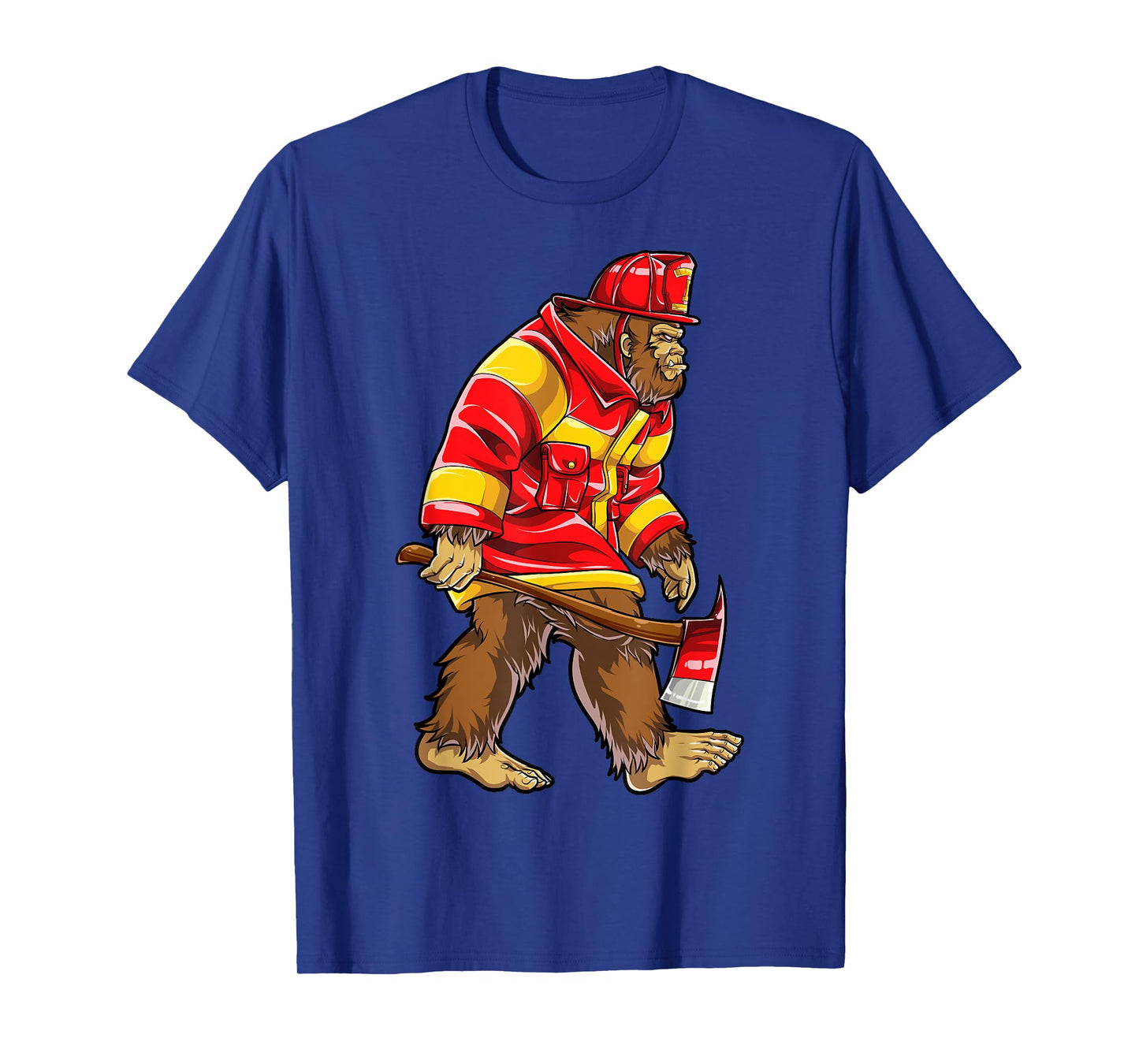 Bigfoot Firefighter Men Thin Red Line Sasquatch Lovers Funny T-Shirt
