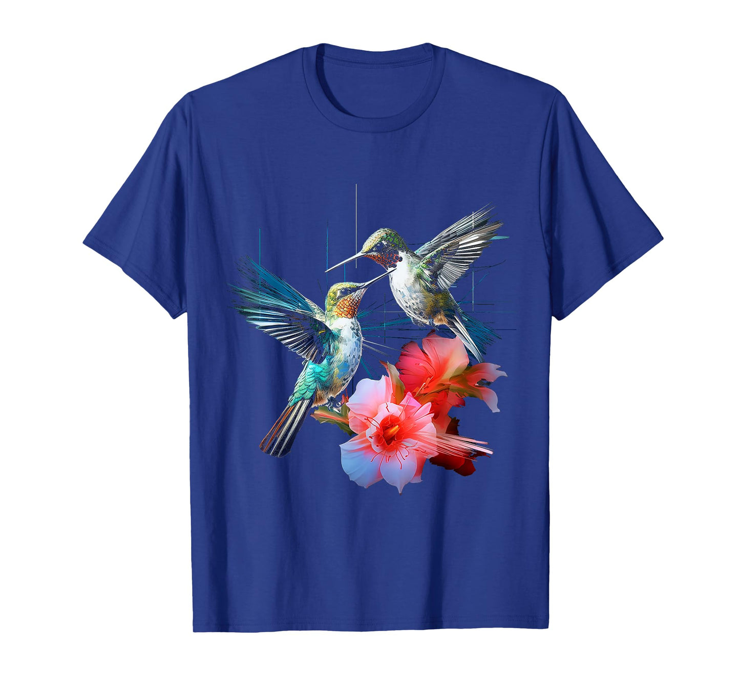 Hummingbird Flowers Fantasy Colorful Animal Art Bird T-Shirt