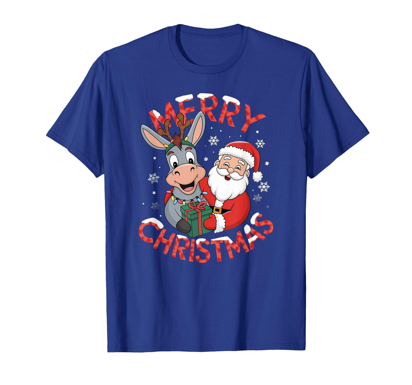 Cute Xmas Donkey Santa on Donkey Christmas T-Shirt