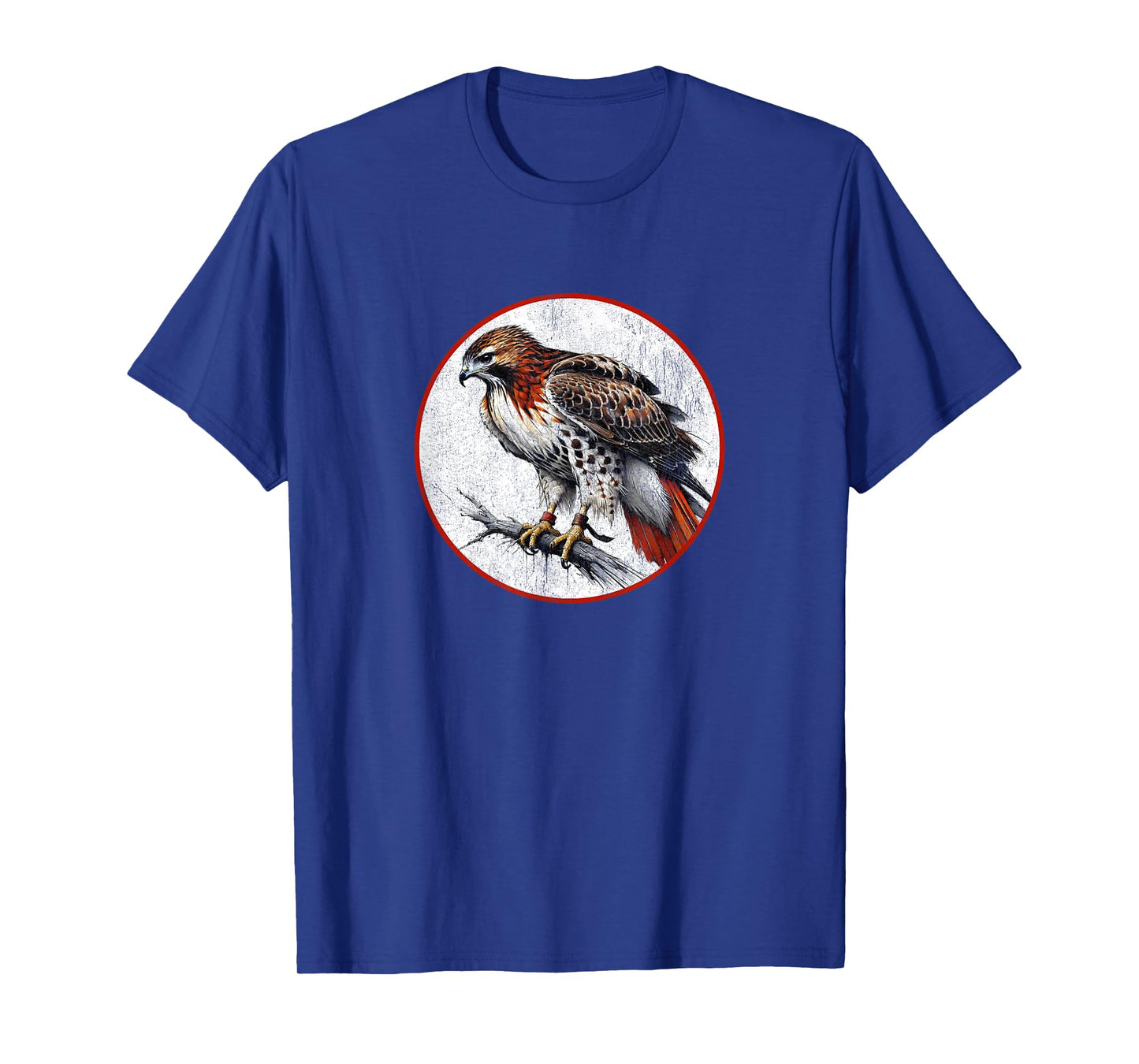 Colorful Retro Red Tailed Hawk Bird Design T-Shirt