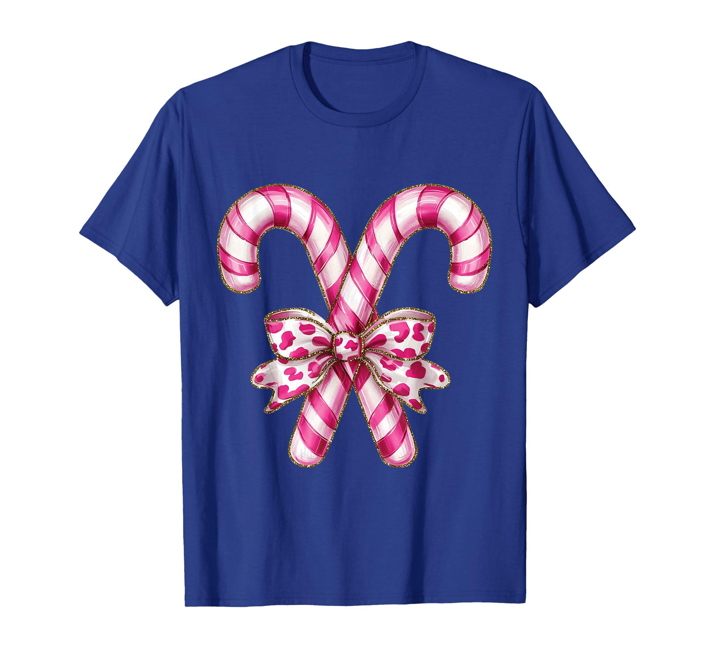 Christmas Candy Cane Coquette Bow Xmas Holiday Women Girls T-Shirt