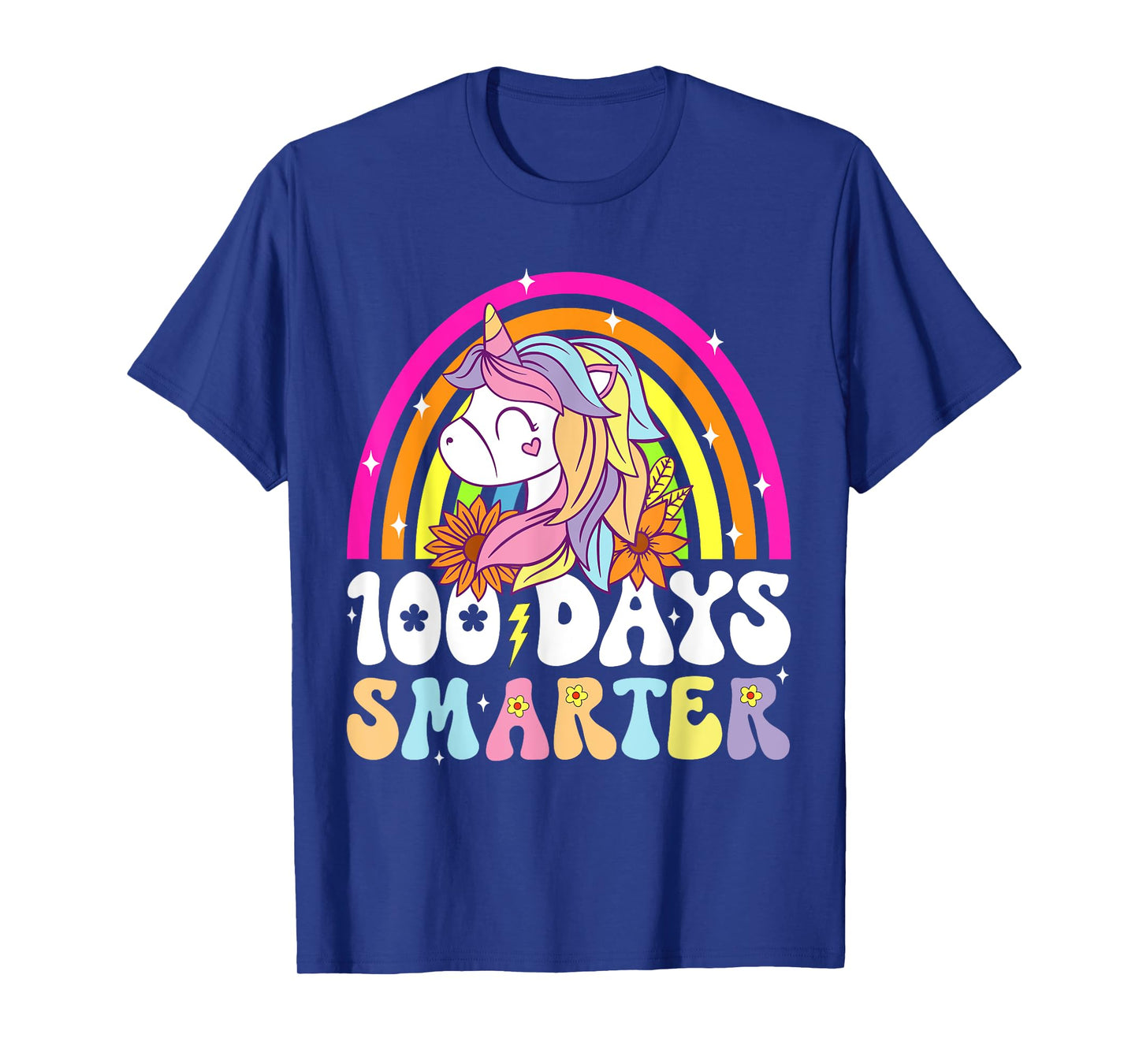 100th Day Of School Teacher 100 Days Smarter Rainbow Unicorn T-Shirt
