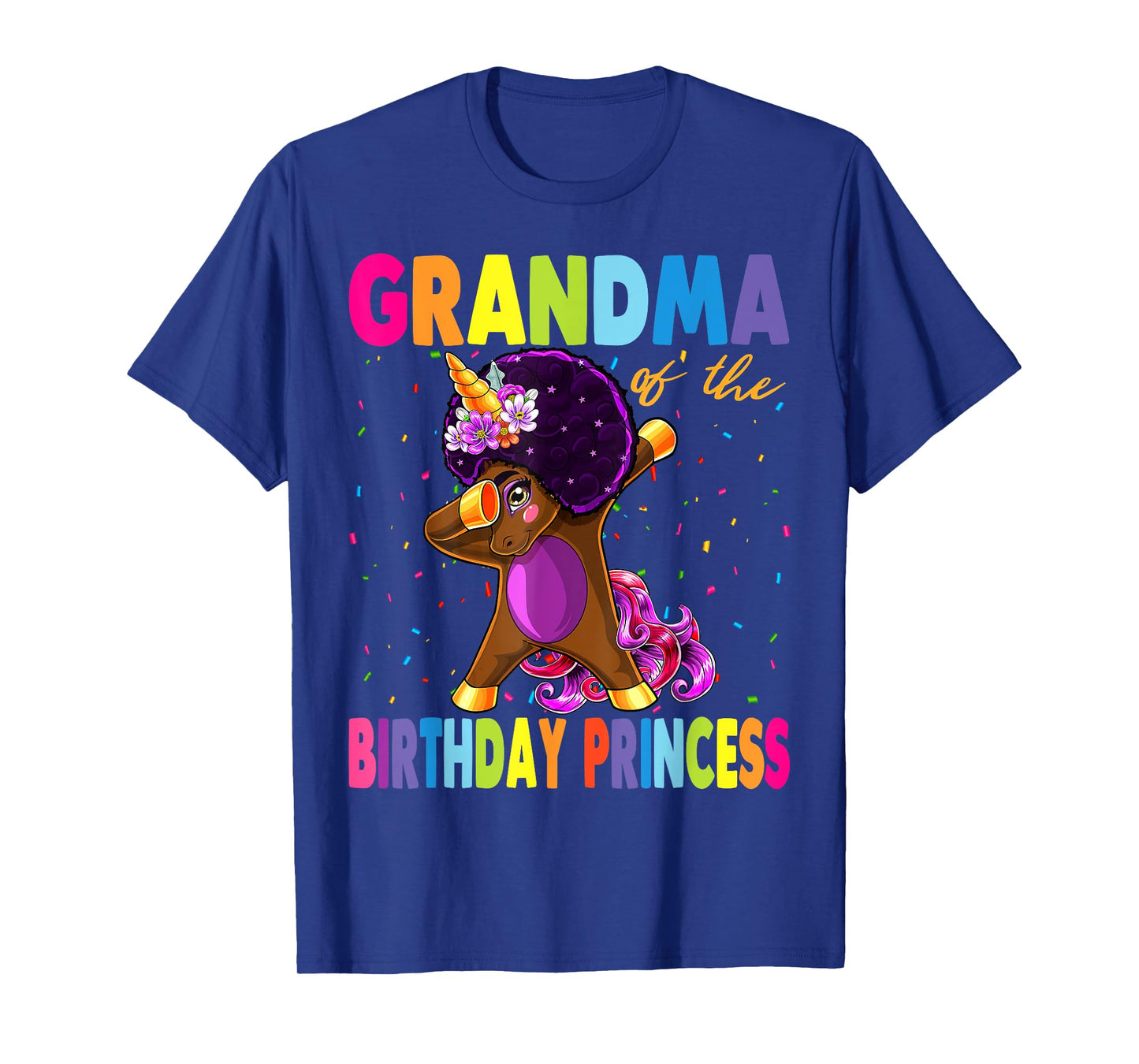 Dabbing Unicorn Afro Grandma of the Birthday Princess T-Shirt