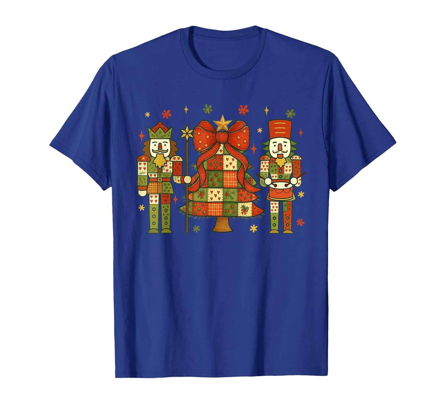 Patchwork Nutcracker Christmas Tree Pink Nutcracker Women T-Shirt