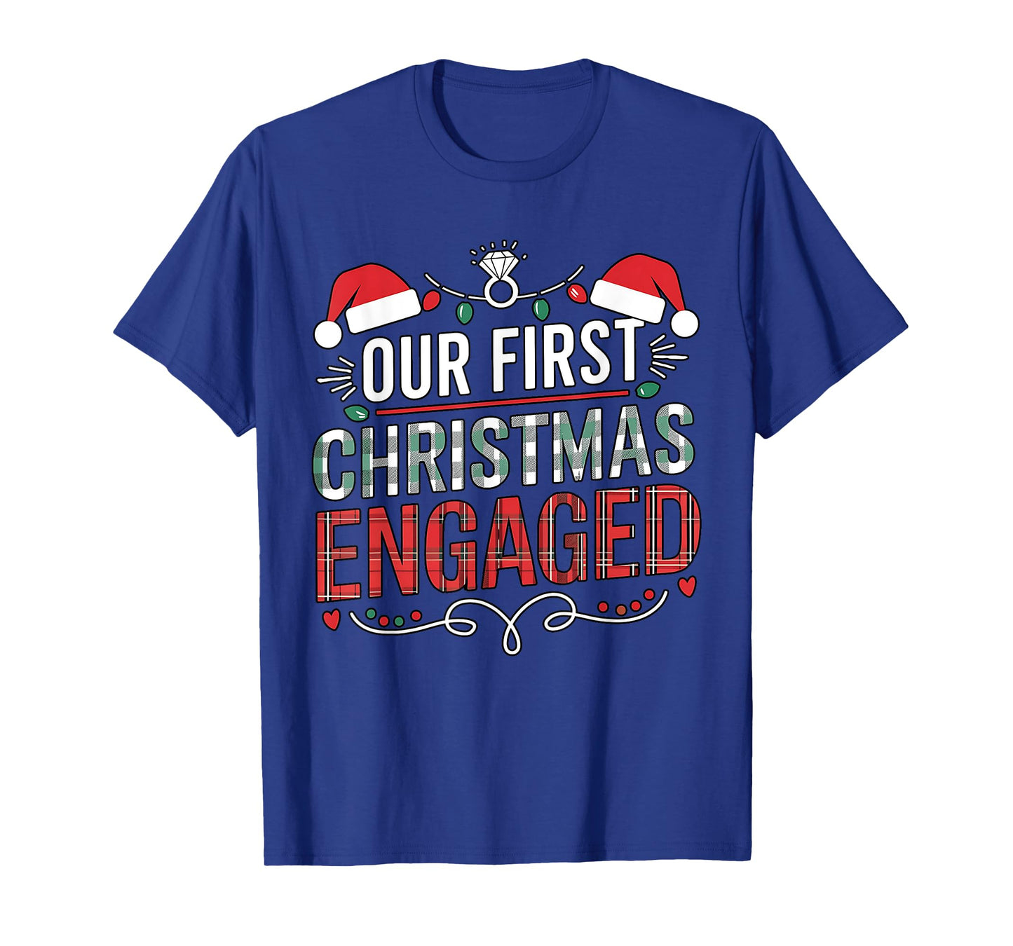 Our First Christmas Engaged 2024 Couples Pajamas Christmas T-Shirt