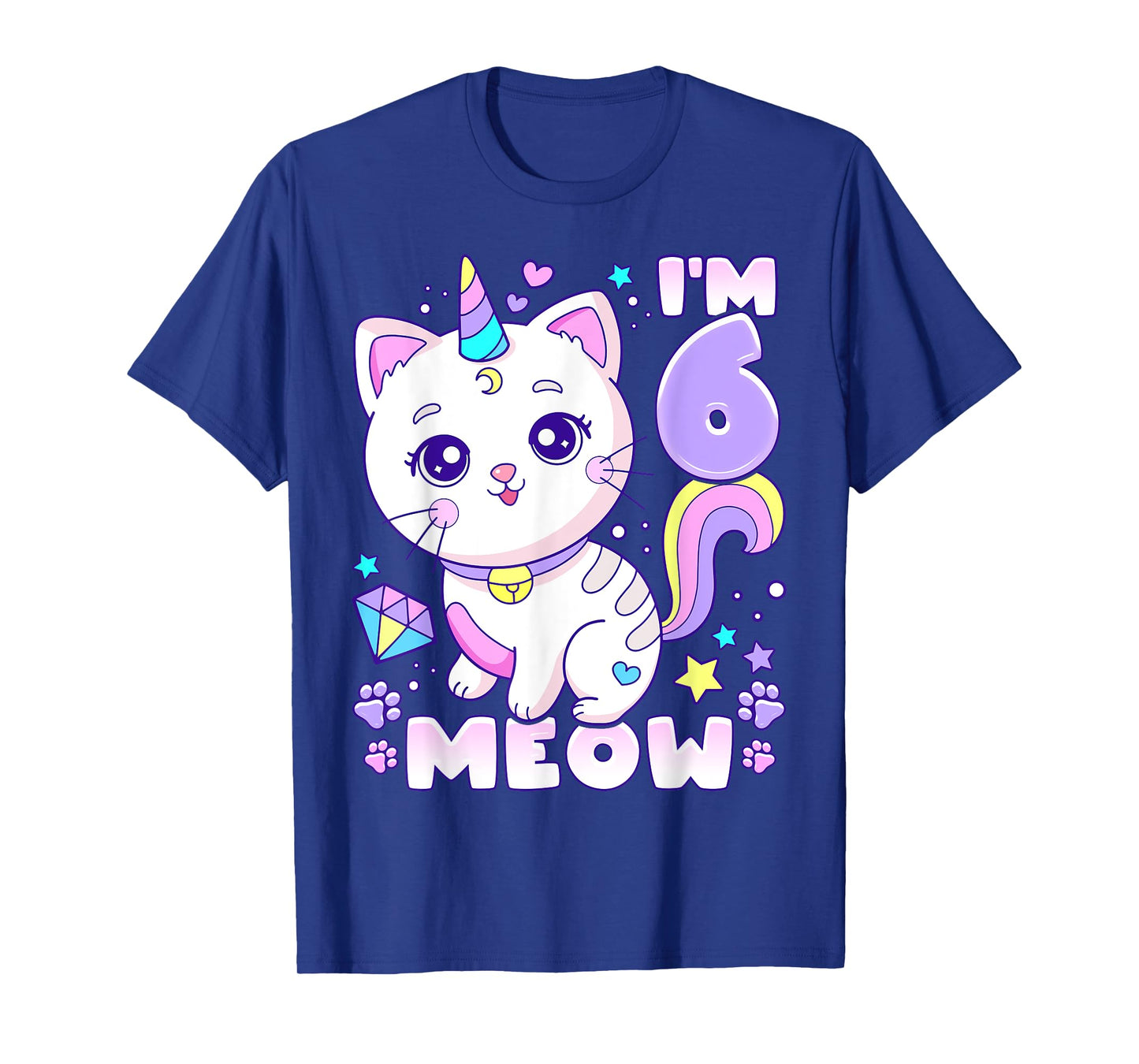 Birthday girl 6 years old, cat, unicorn, 6th birthday T-Shirt