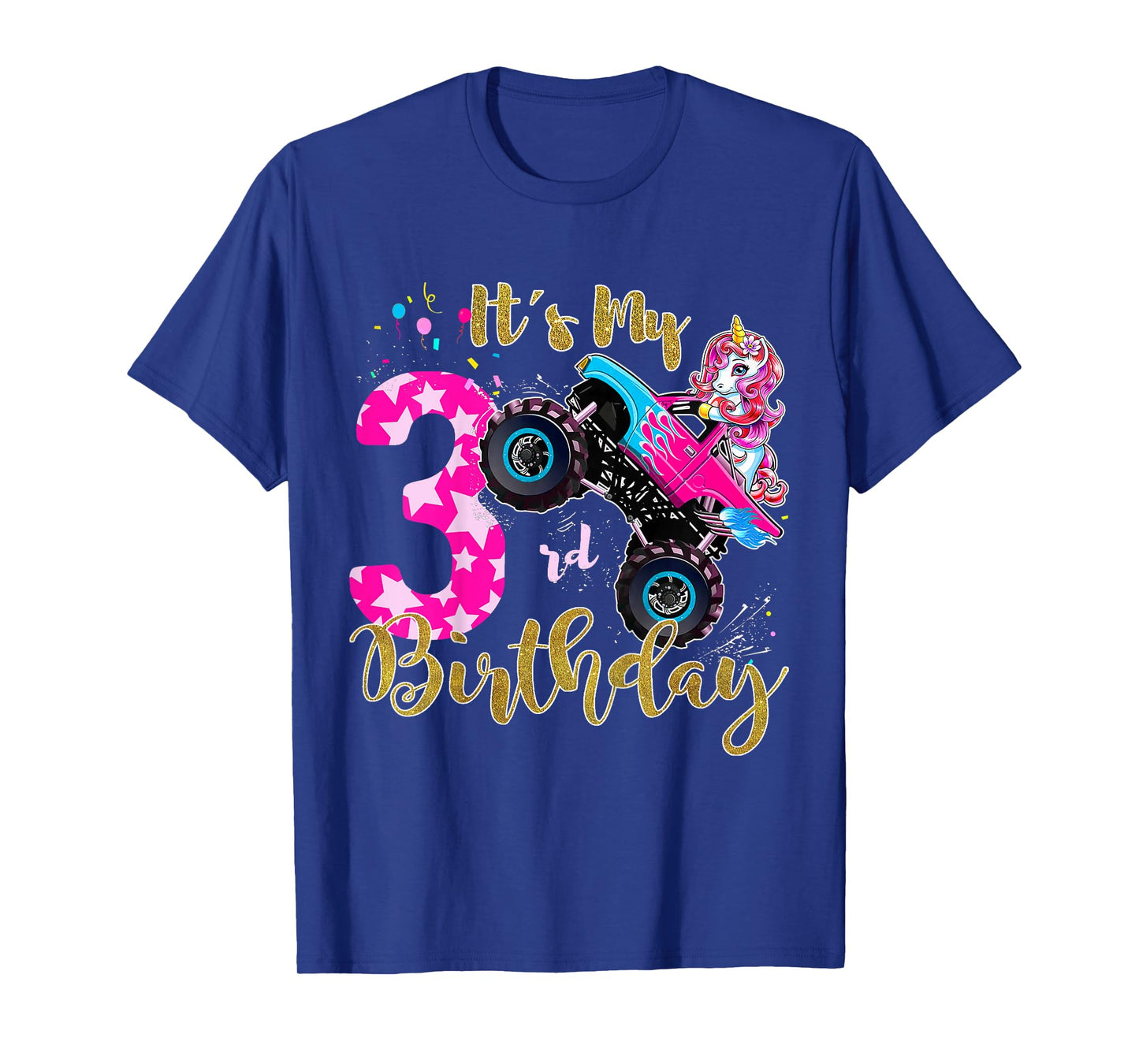 Kids Monster Truck Unicorn T Shirt Girls 3rd Birthday Daughter T-Shirt