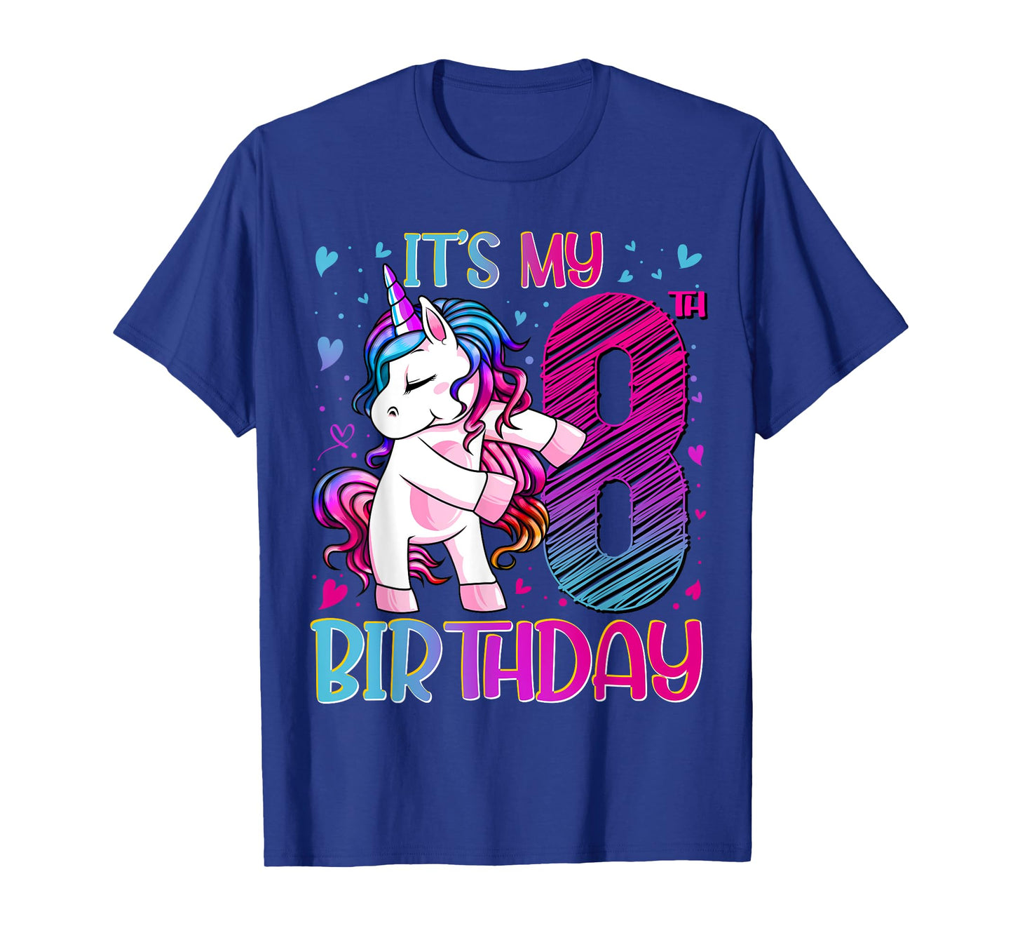 8 Year Old Gifts Unicorn Flossing 8th Birthday Girl Party T-Shirt