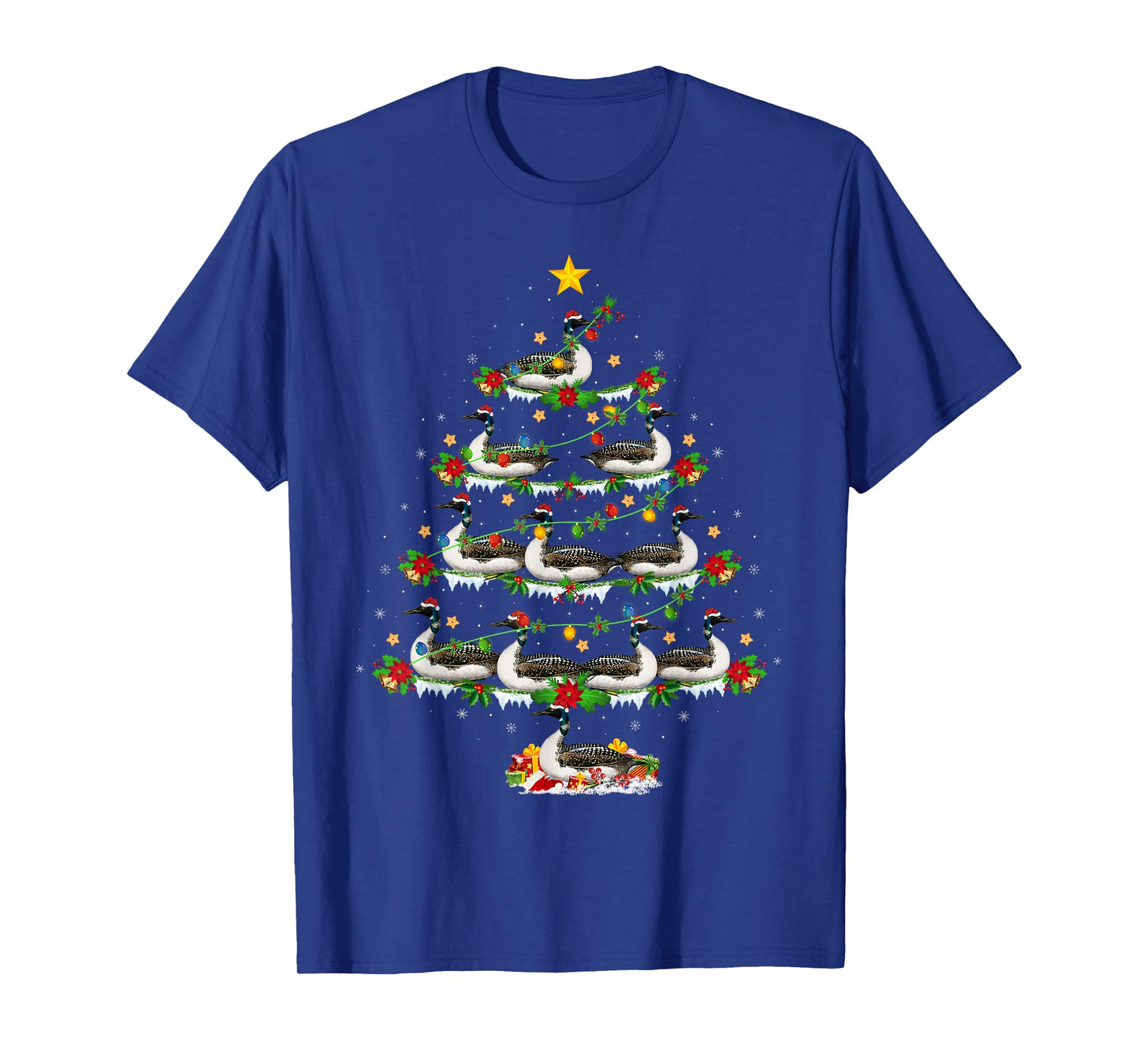 Loon Bird Lover Xmas Lights Loon Christmas Tree T-Shirt