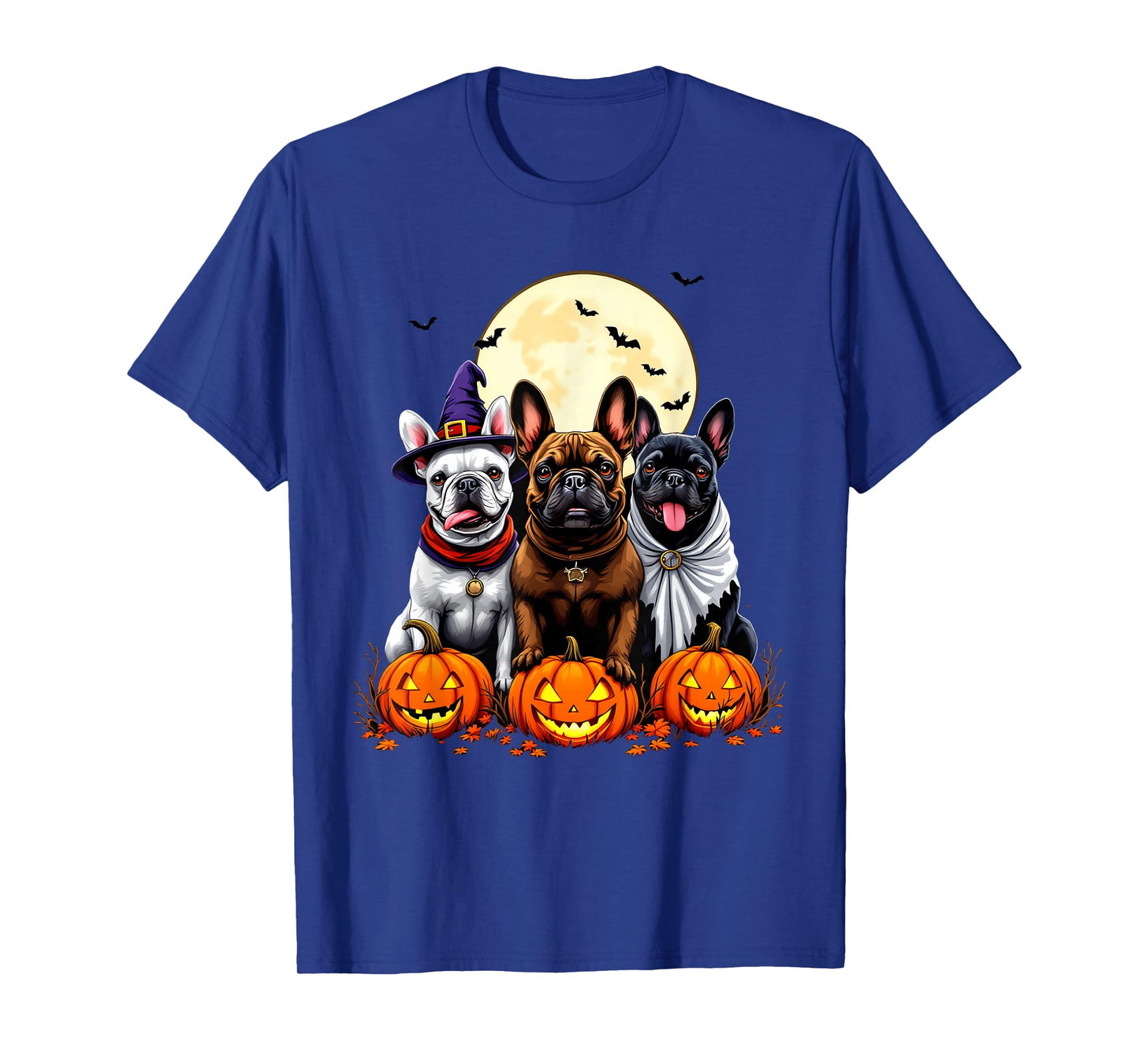 Funny French Bulldog Halloween Dogs Witch Ghost Costume T-Shirt