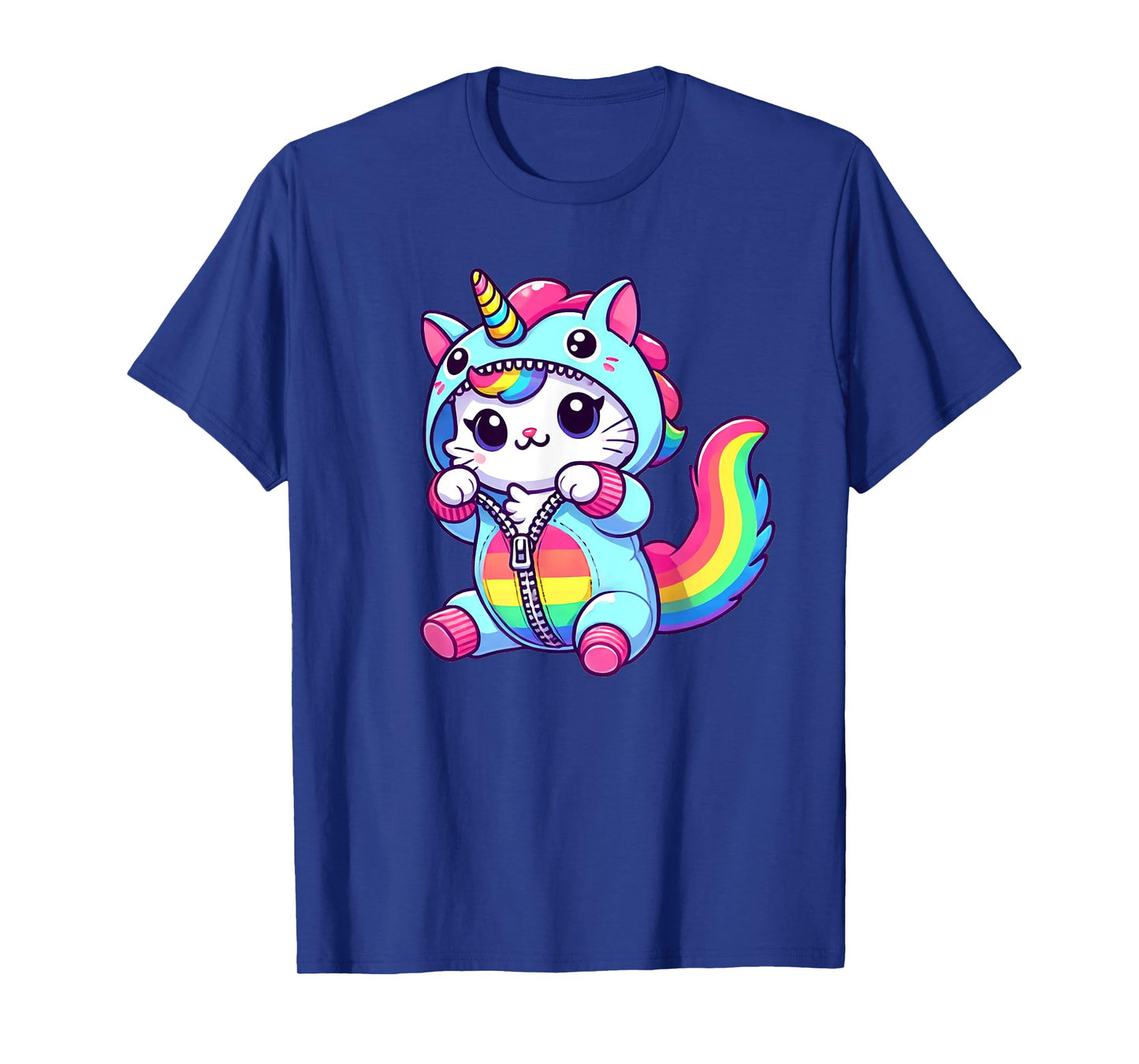 Cat Dressed as Unicorn Funny Cat Lover Women Girls T-Shirt