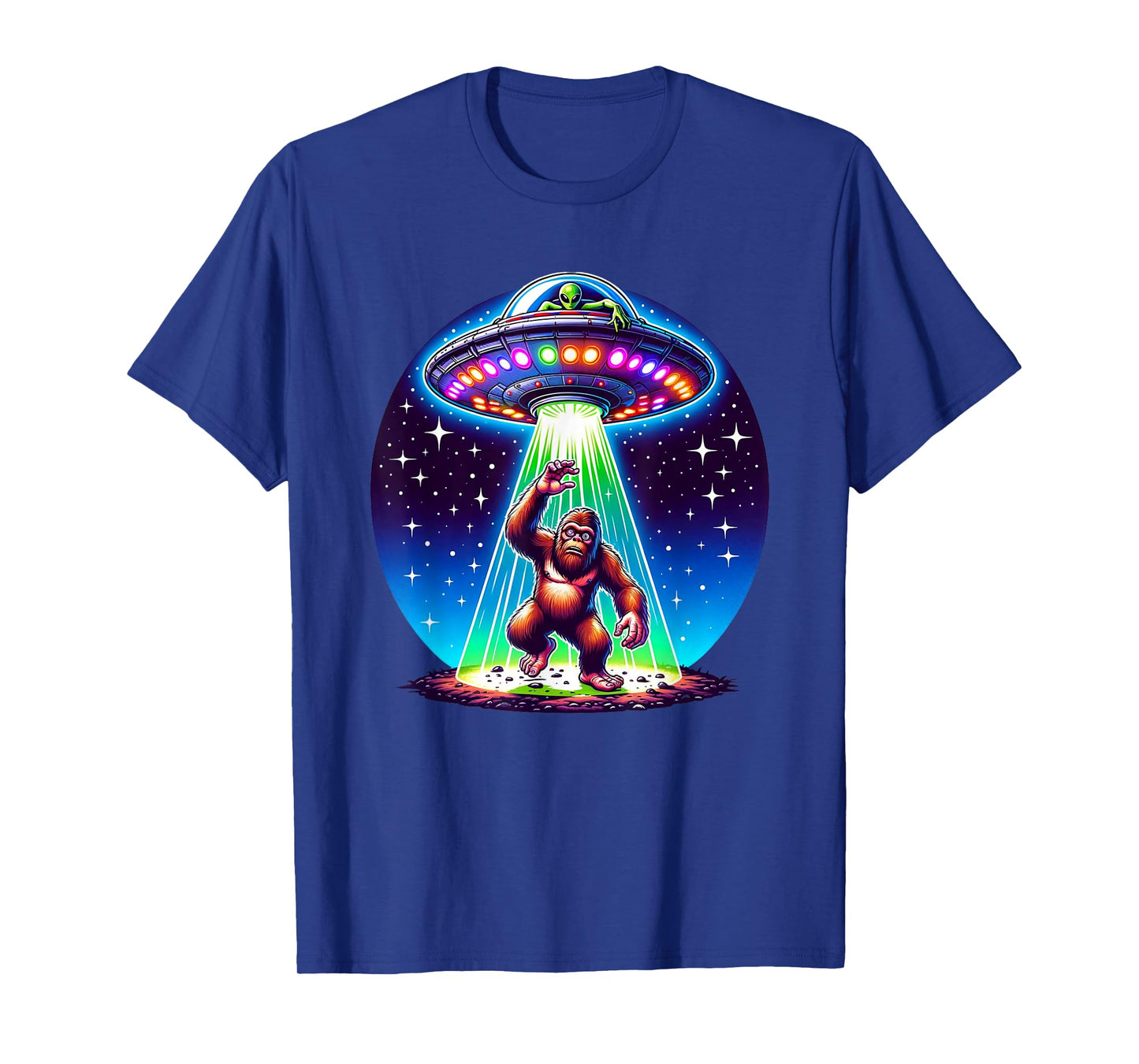 Bigfoot Sasquatch Abduction Alien Invasion UFO Spaceship T-Shirt