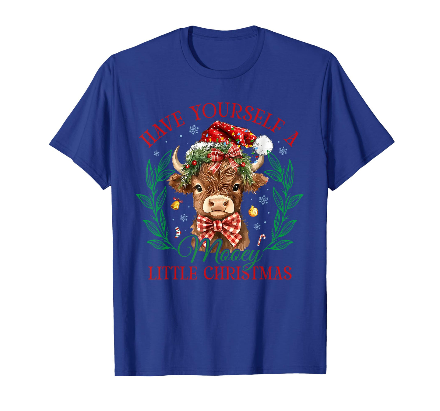Have Yourself A Mooey Little Christmas Funny Cow Santa Women T-Shirt